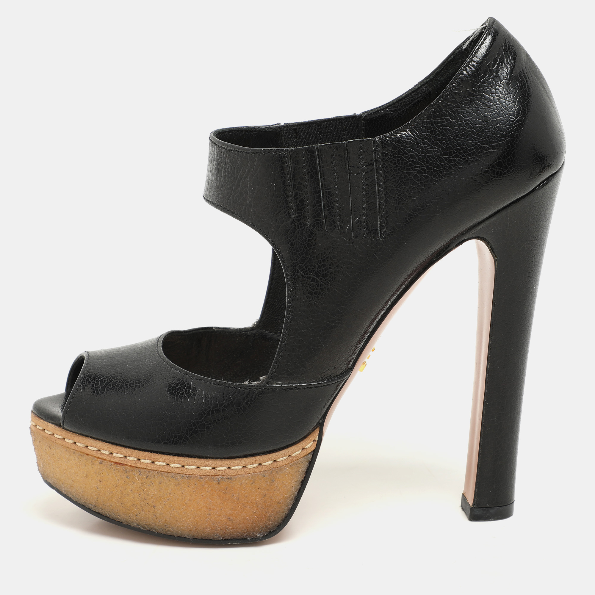 Prada Black Crackled Leather Mary Jane Platform Pumps Size 36.5
Prada Black Crackled Leather Mary Jane Platform Pumps Size 36.5