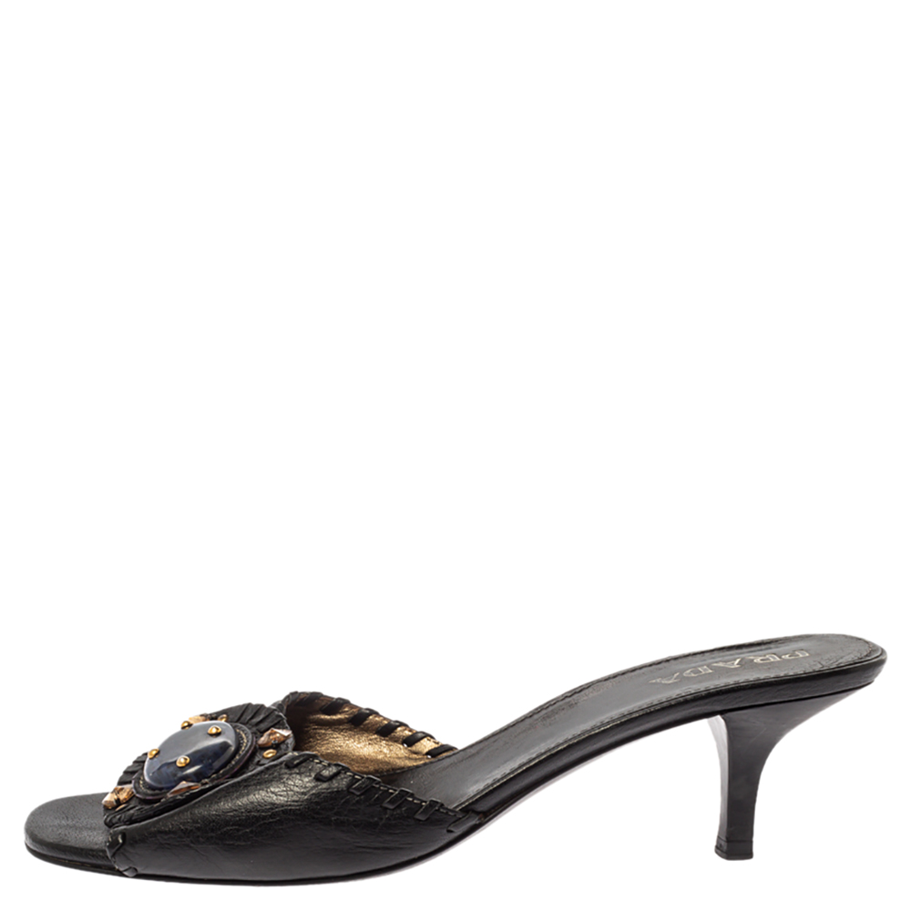 Prada Black Leather Embellished Open Toe Sandals Size
Prada Black Leather Embellished Open Toe Sandals Size