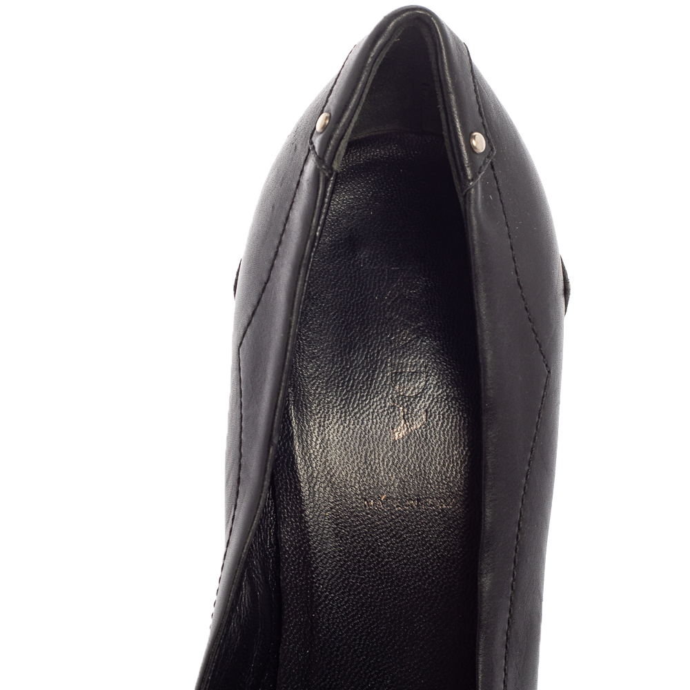 Prada Black Leather Pointed Toe Logo Pumps Size 37