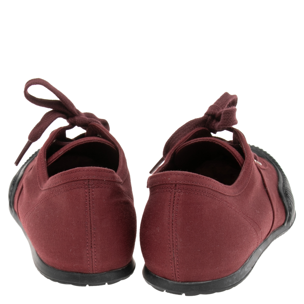 Prada Burgundy Canvas Cap Toe Sneakers Size 37.5