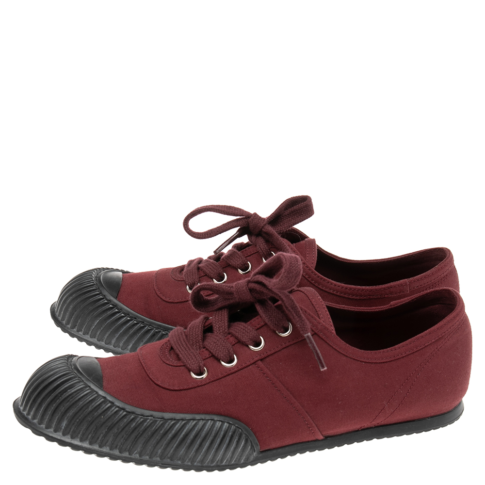 Prada Burgundy Canvas Cap Toe Sneakers Size 37.5