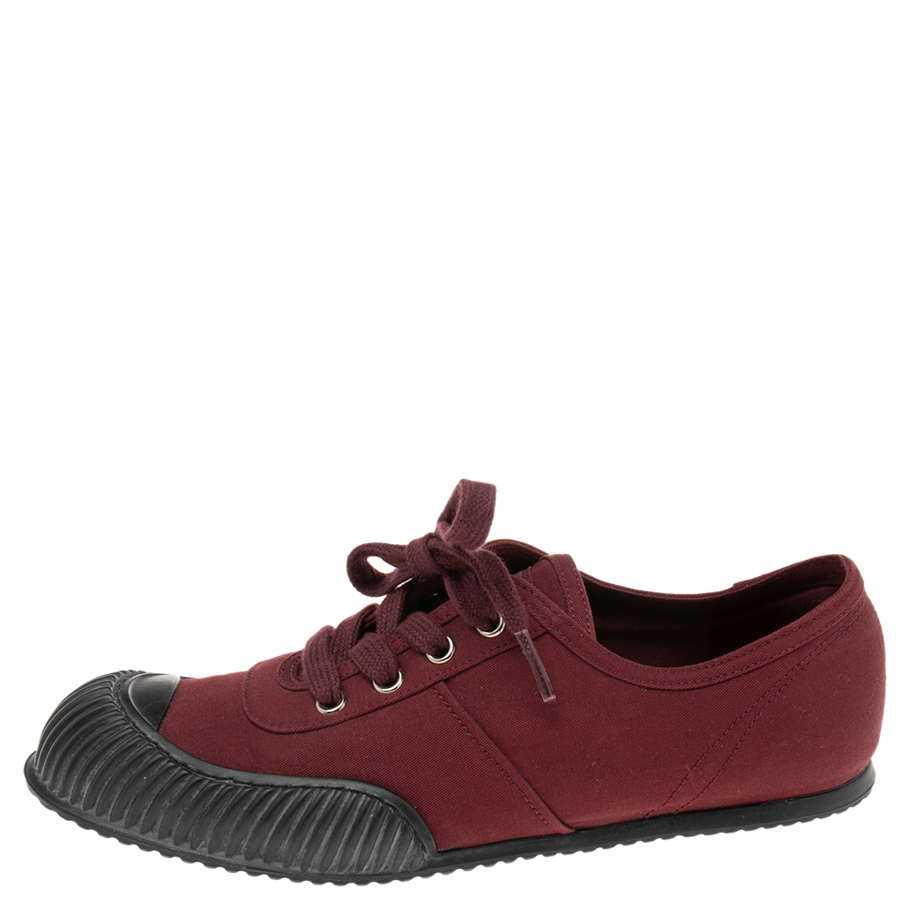 Prada Burgundy Canvas Cap Toe Sneakers Size 37.5