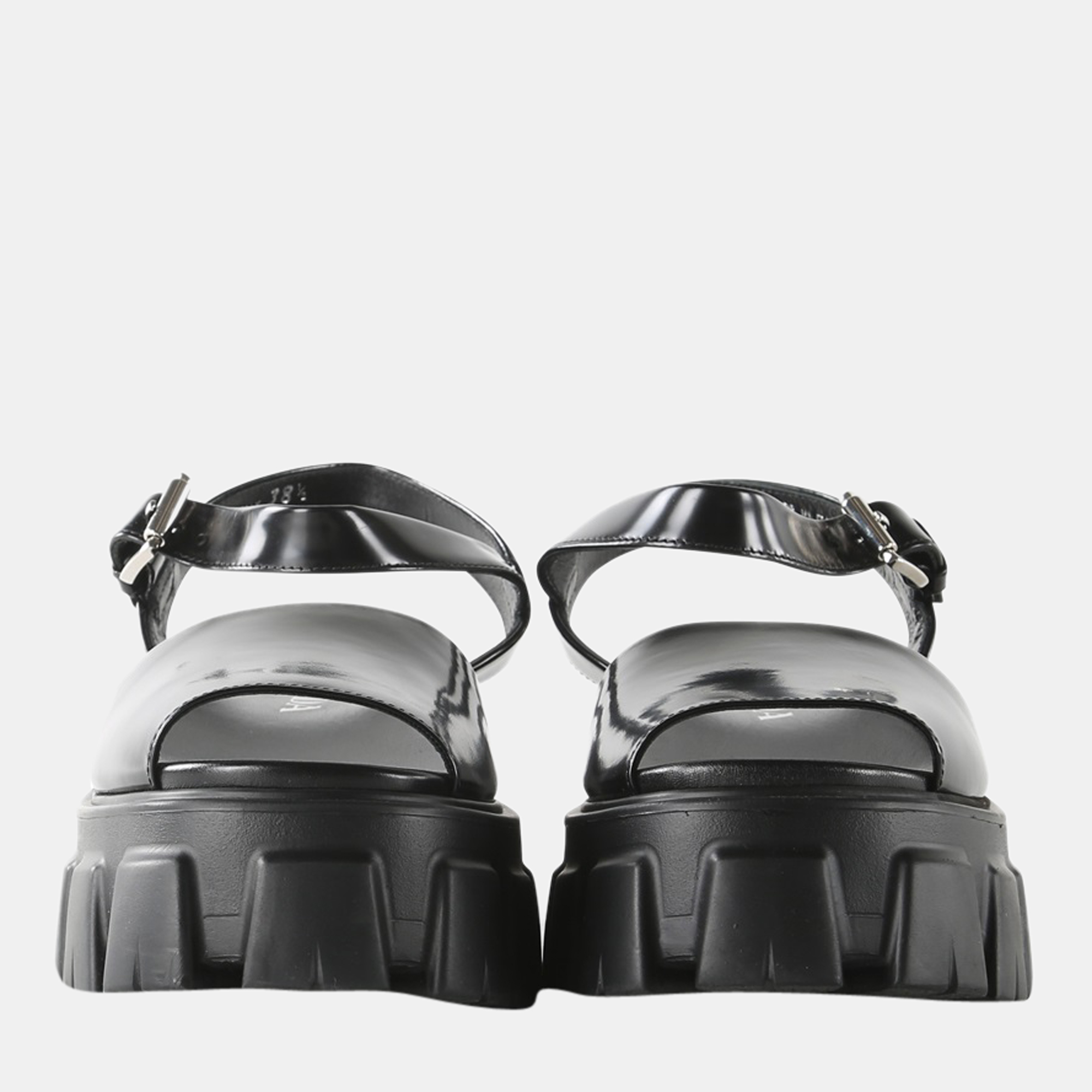 

Prada Black Leather Monolith Brushed Platform Sandals
