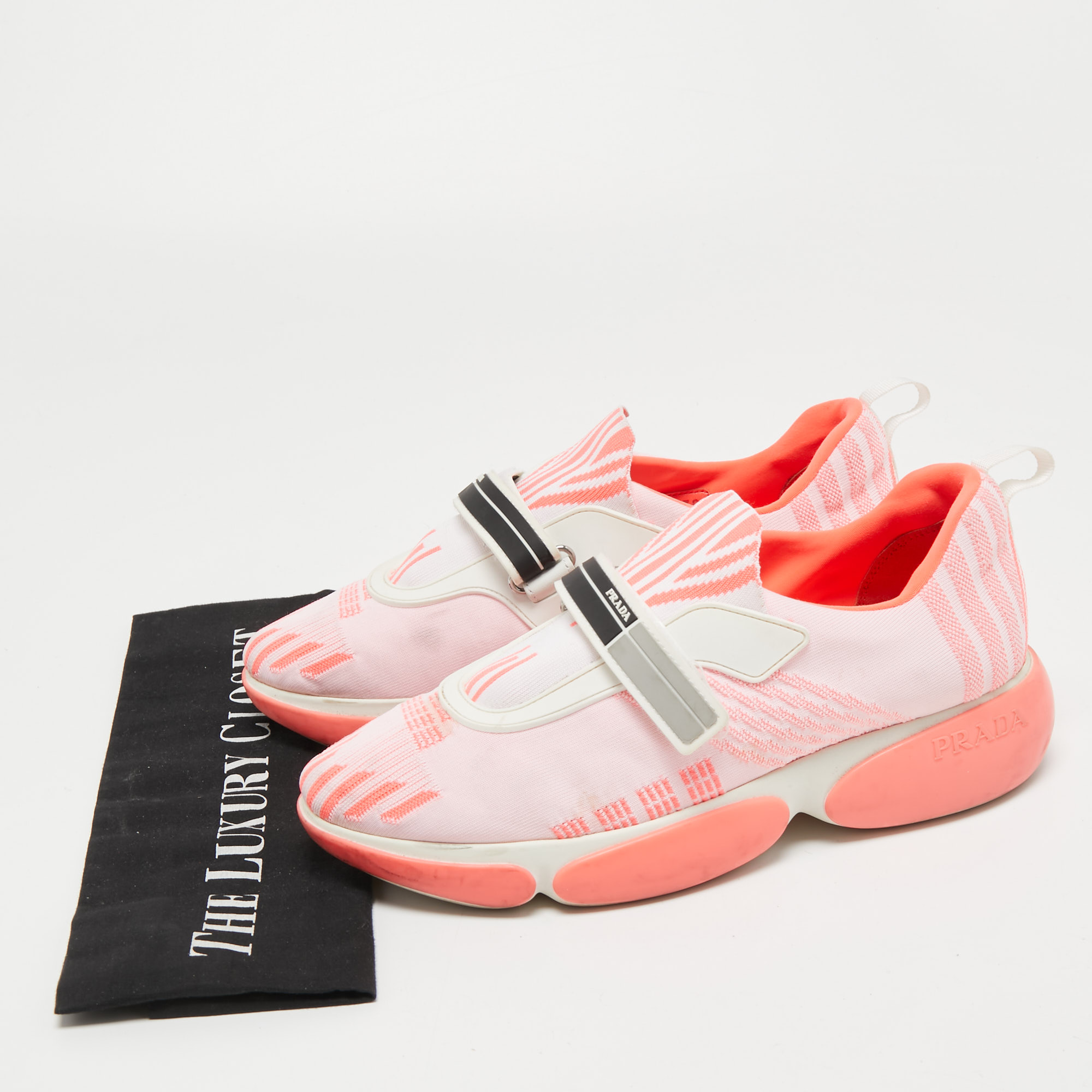 Prada Pink Fabric Slip On Sneakers Size 38