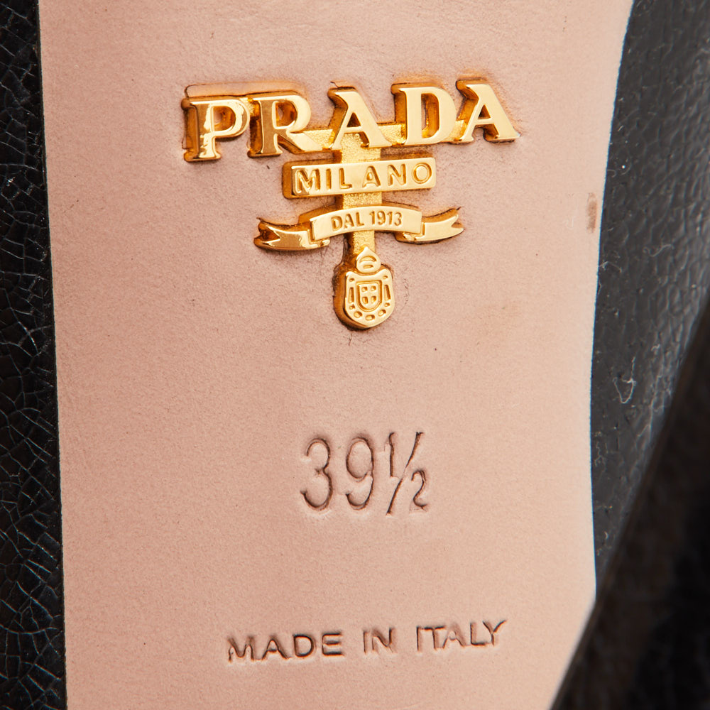 Prada Black Leather Platform Pumps Size 39.5