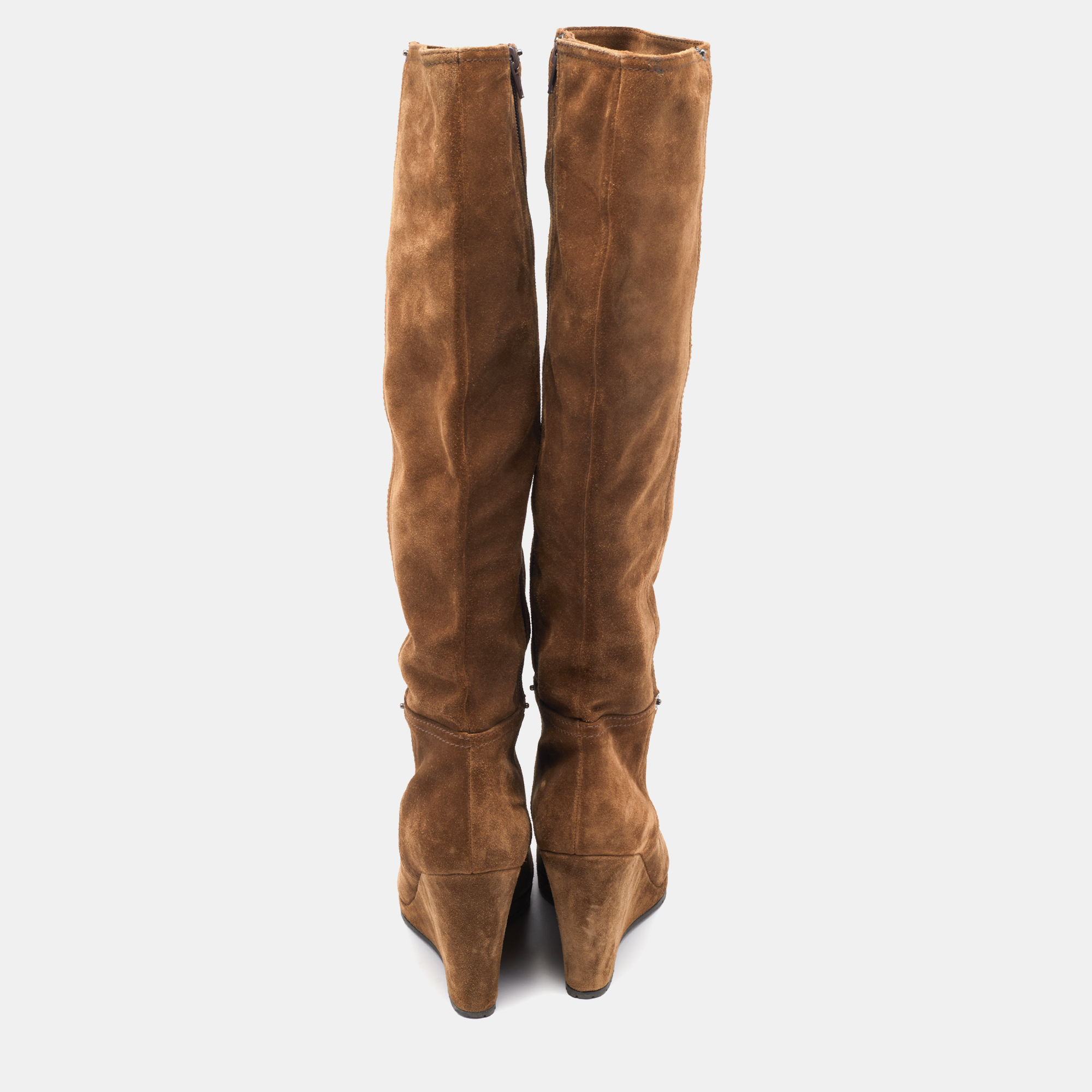 Prada Brown Suede  Knee Length Boots Size 39.5