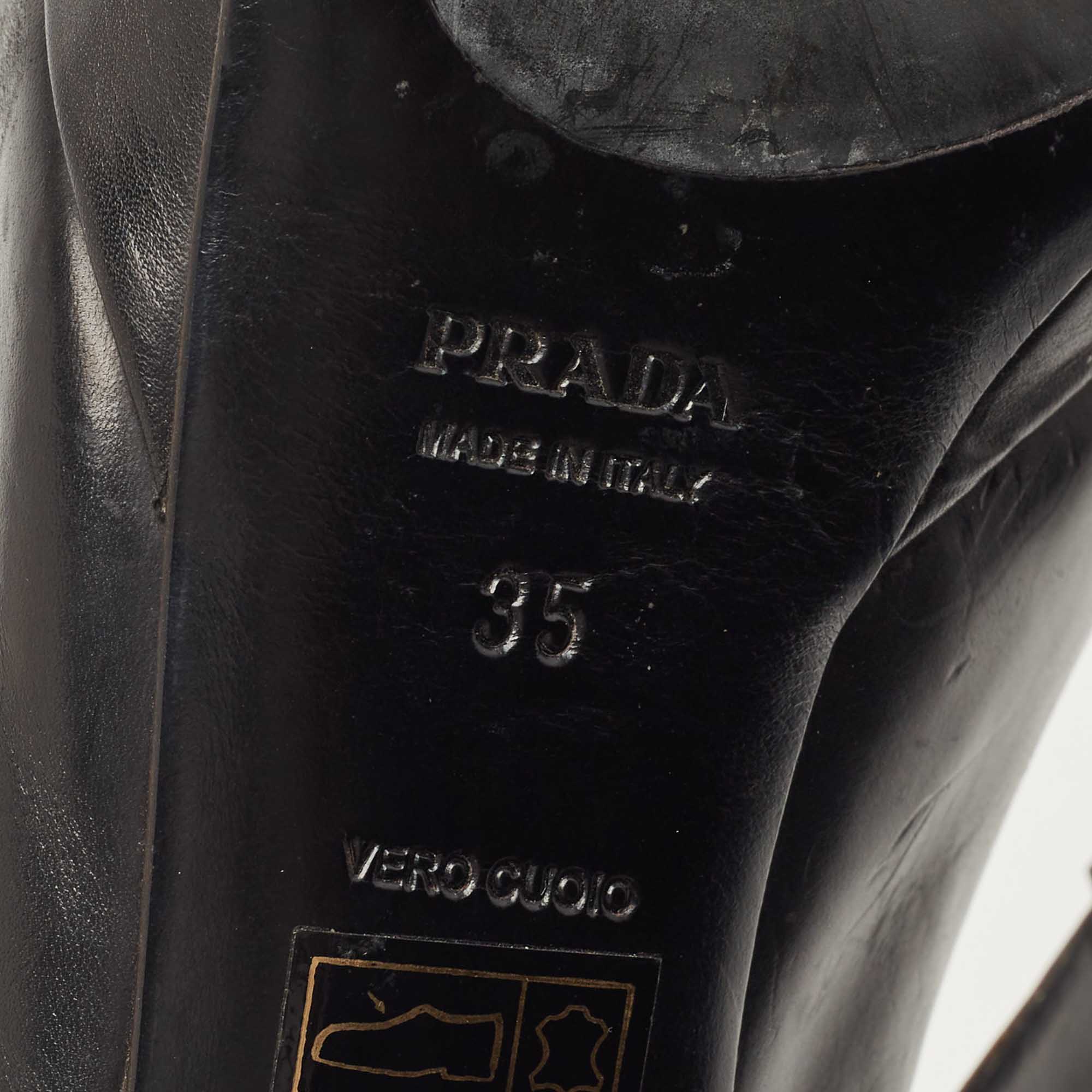 Prada Black  Leather Slingback Platform Pumps Size 35