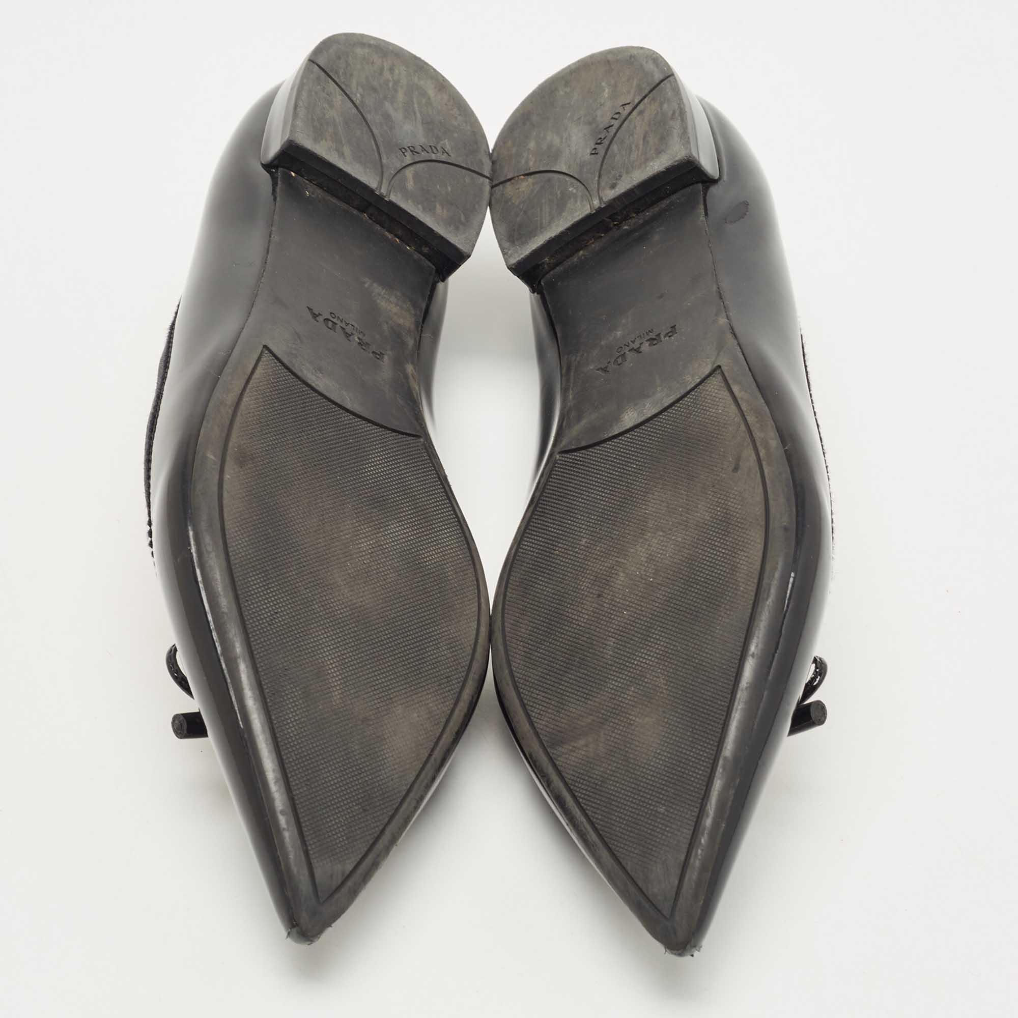 Prada Black Patent Leather Bow Ballet Flats Size 37.5