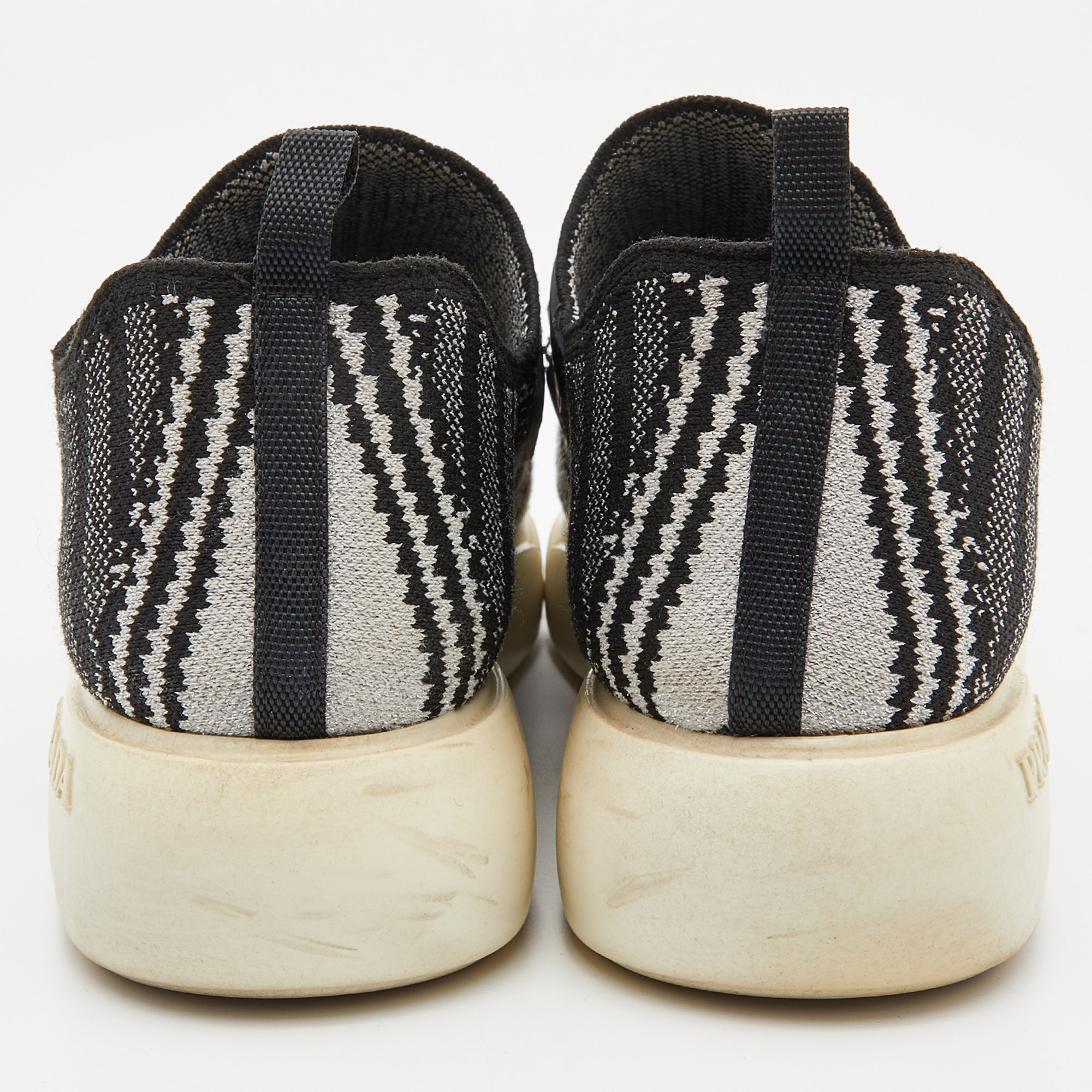Prada Black/White Lurex Cloudbust Sneakers Size 37
