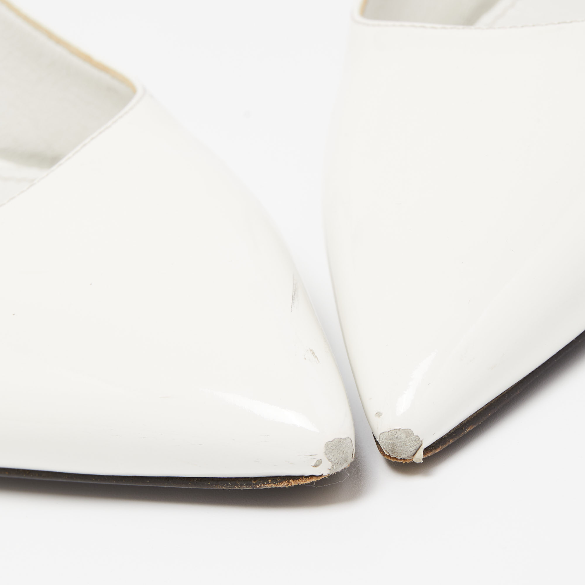 Prada White Patent Leather Slingback Pumps Size 39.5