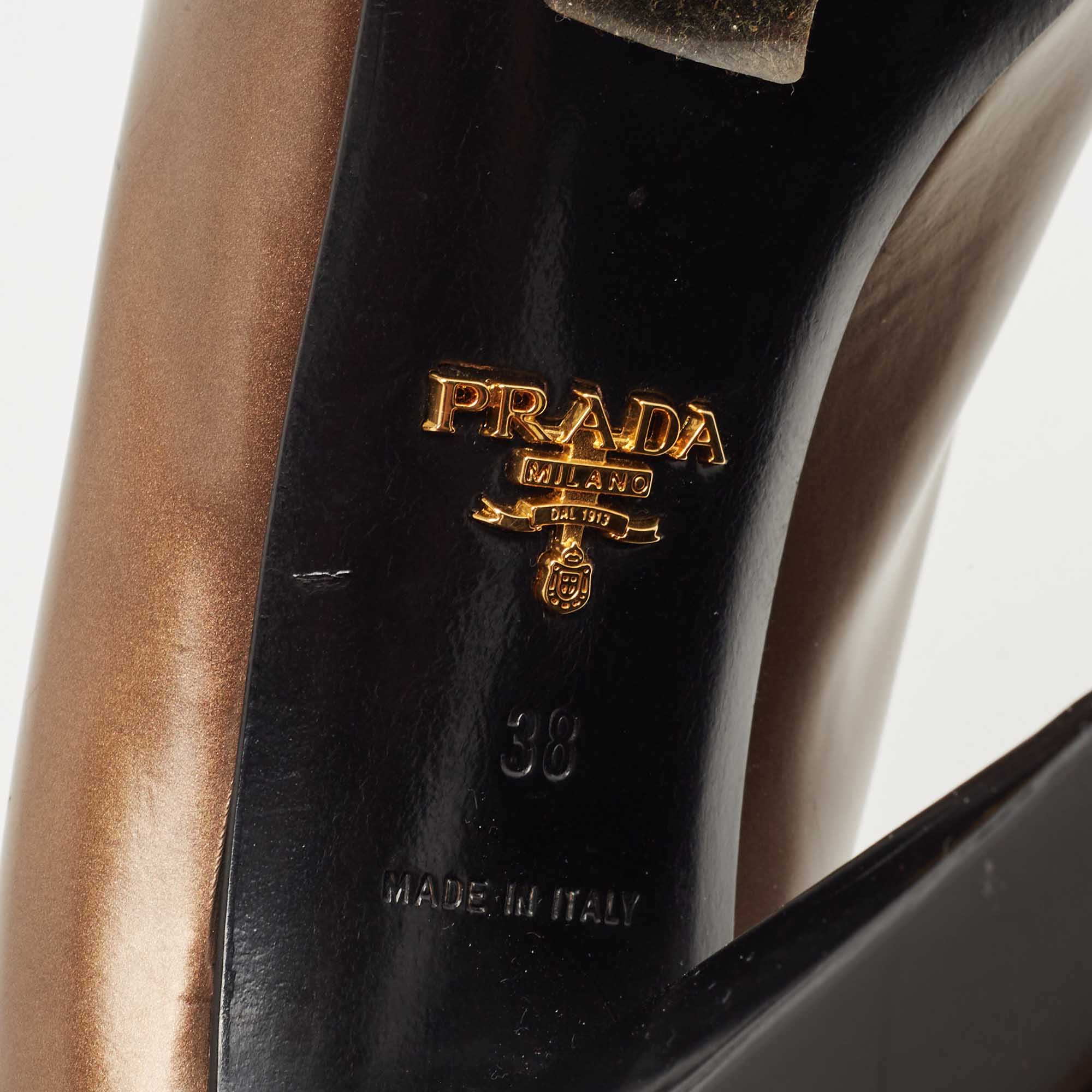 Prada Gold Leather Loafer Pumps Size 38