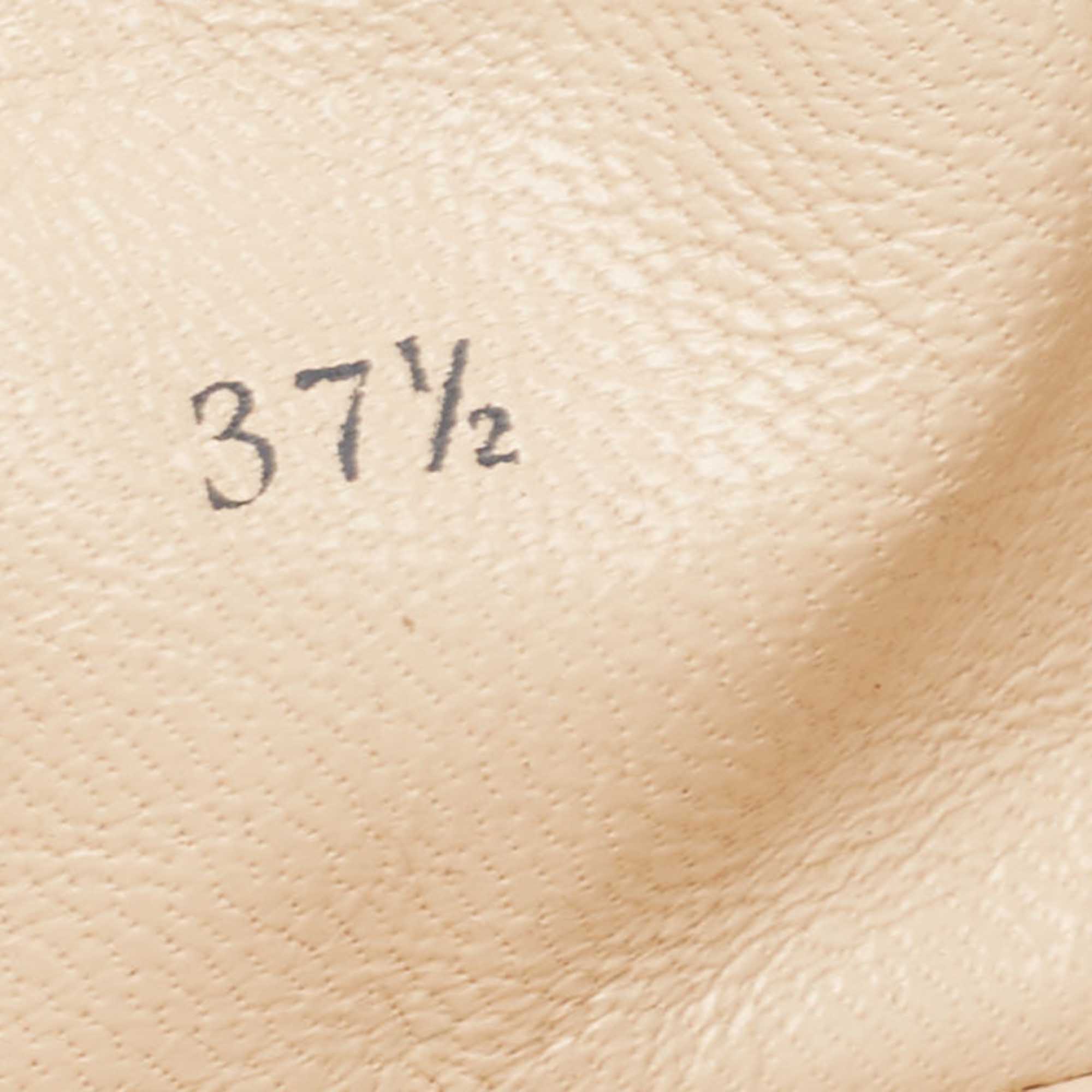 Prada Beige Laser Cut Patent Leather Bow Ballet Flats Size 37.5
