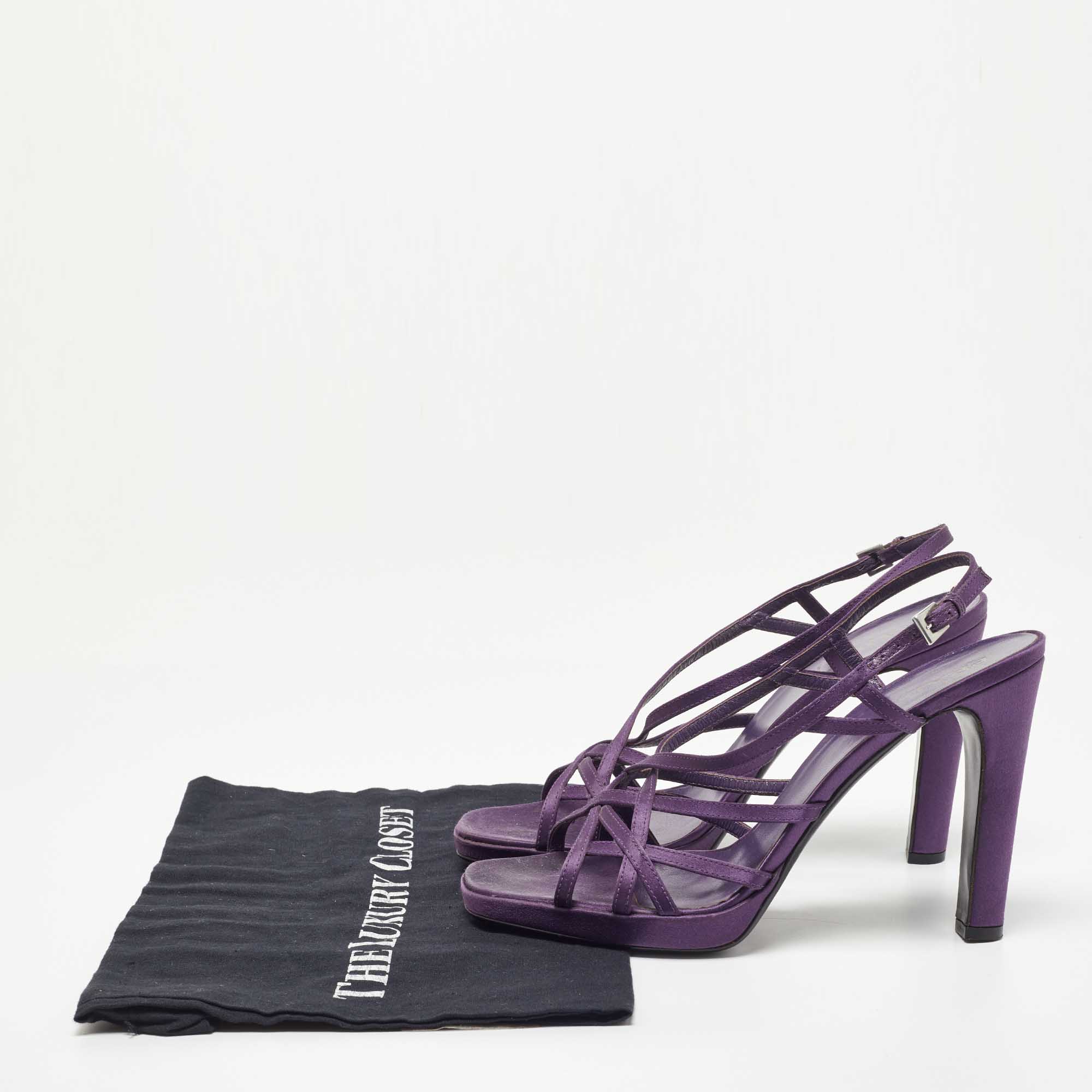 Prada Purple Satin Strappy Slingback Sandals Size 39.5