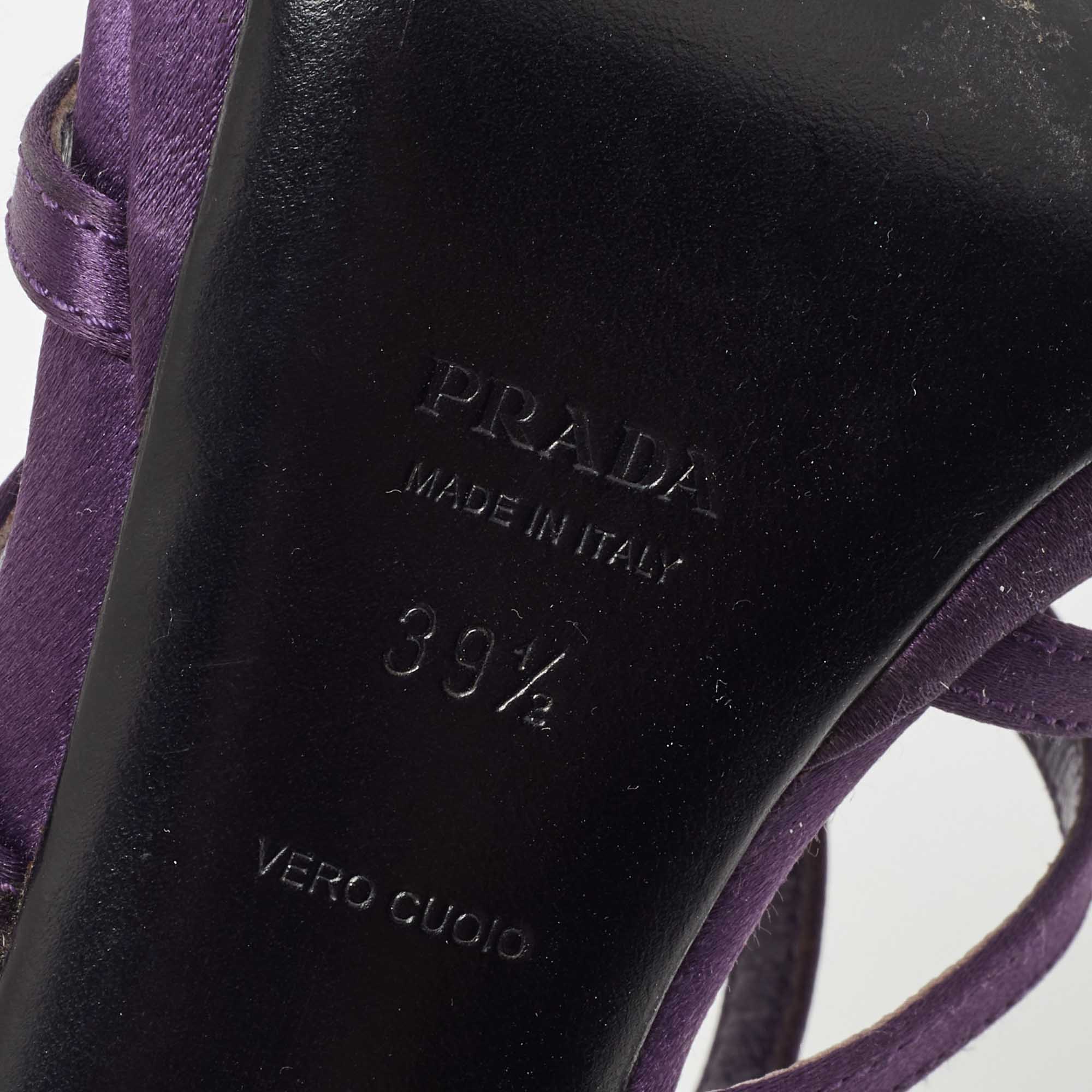 Prada Purple Satin Strappy Slingback Sandals Size 39.5