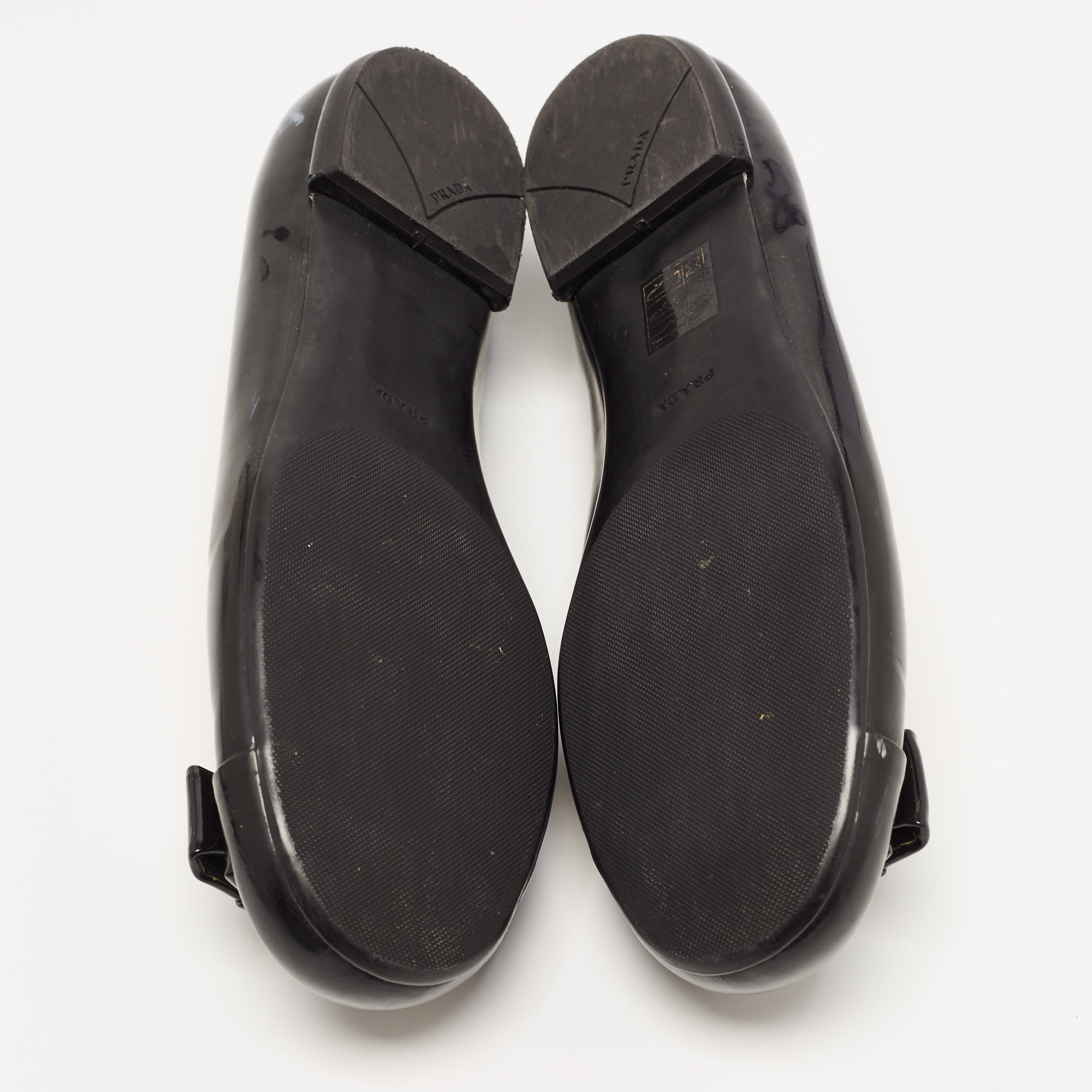 Prada Black Patent Leather Bow Ballet Flats Size 38