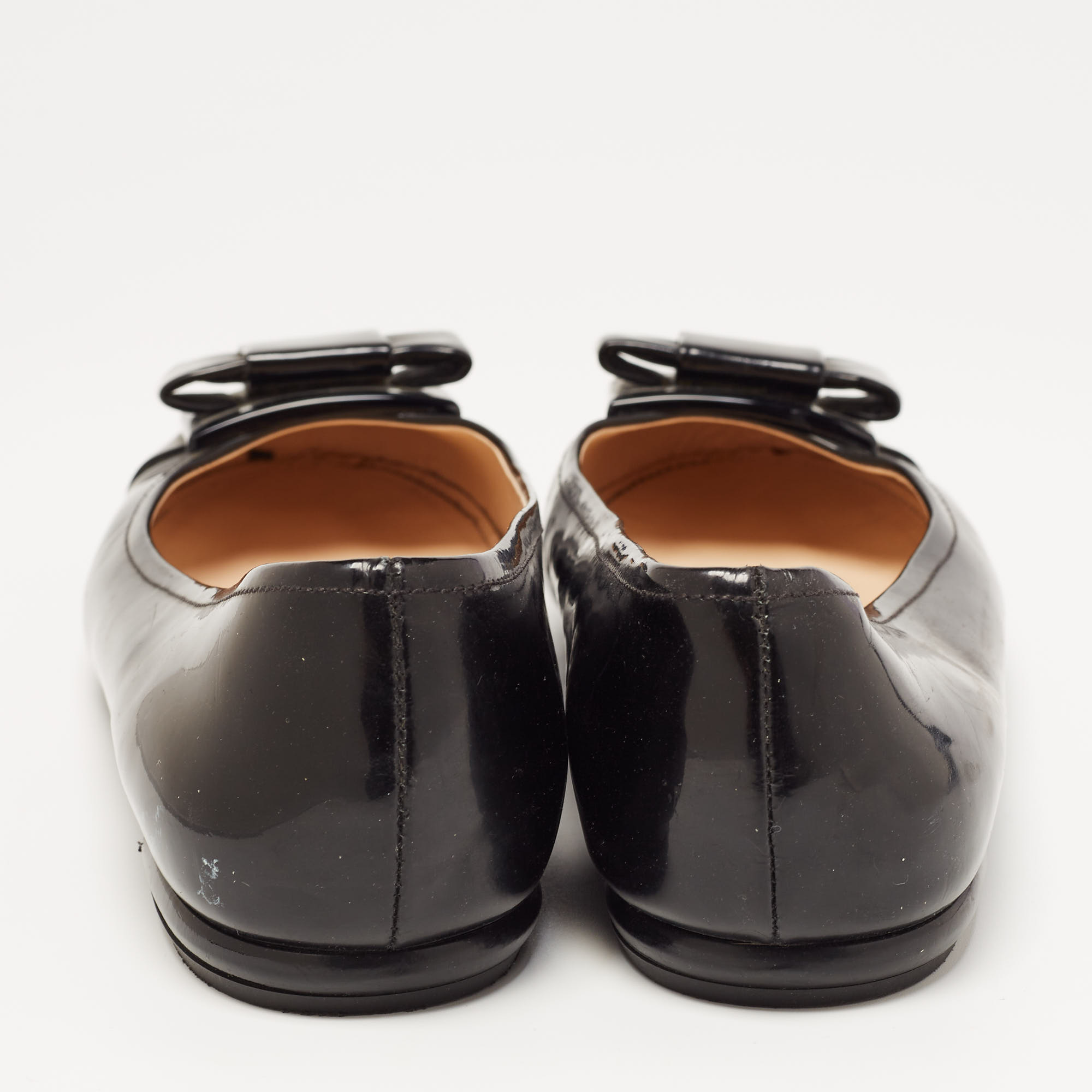 Prada Black Patent Leather Bow Ballet Flats Size 38