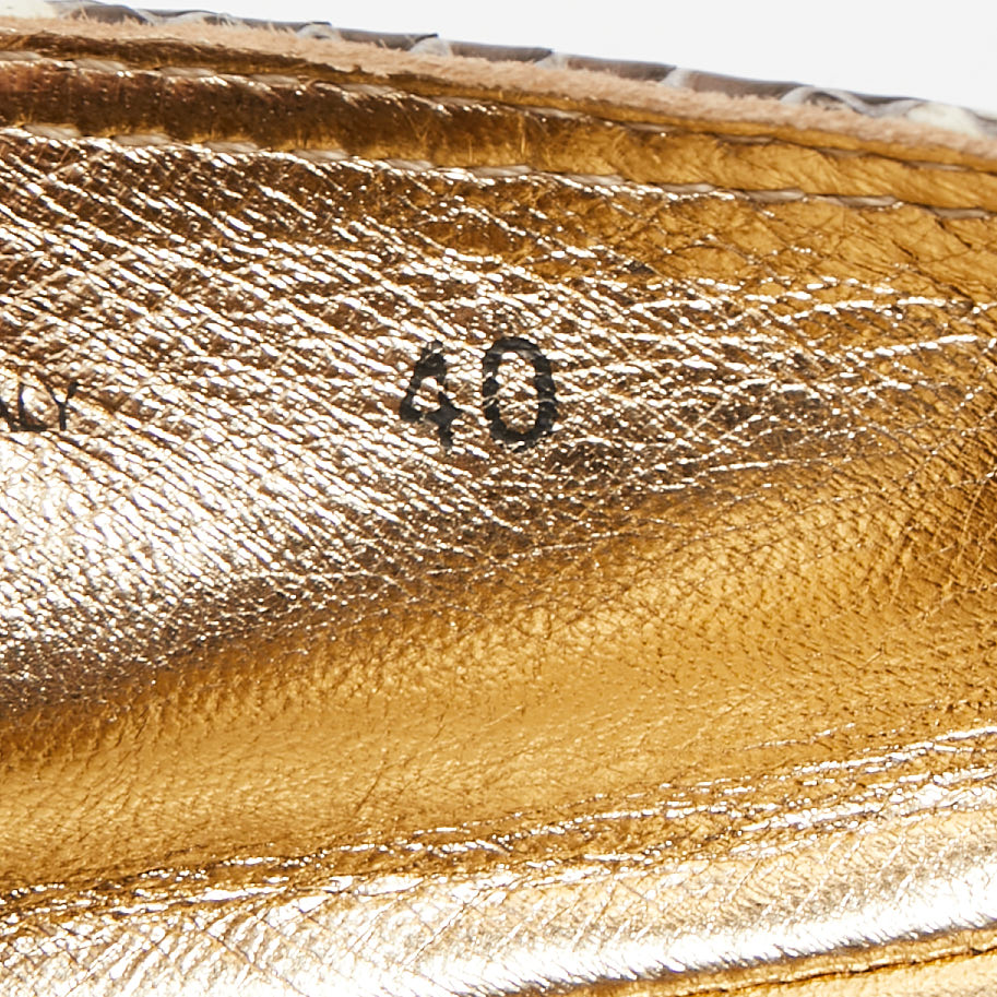 Prada Brown/Beige Python Leather Slip On Loafers Size 40