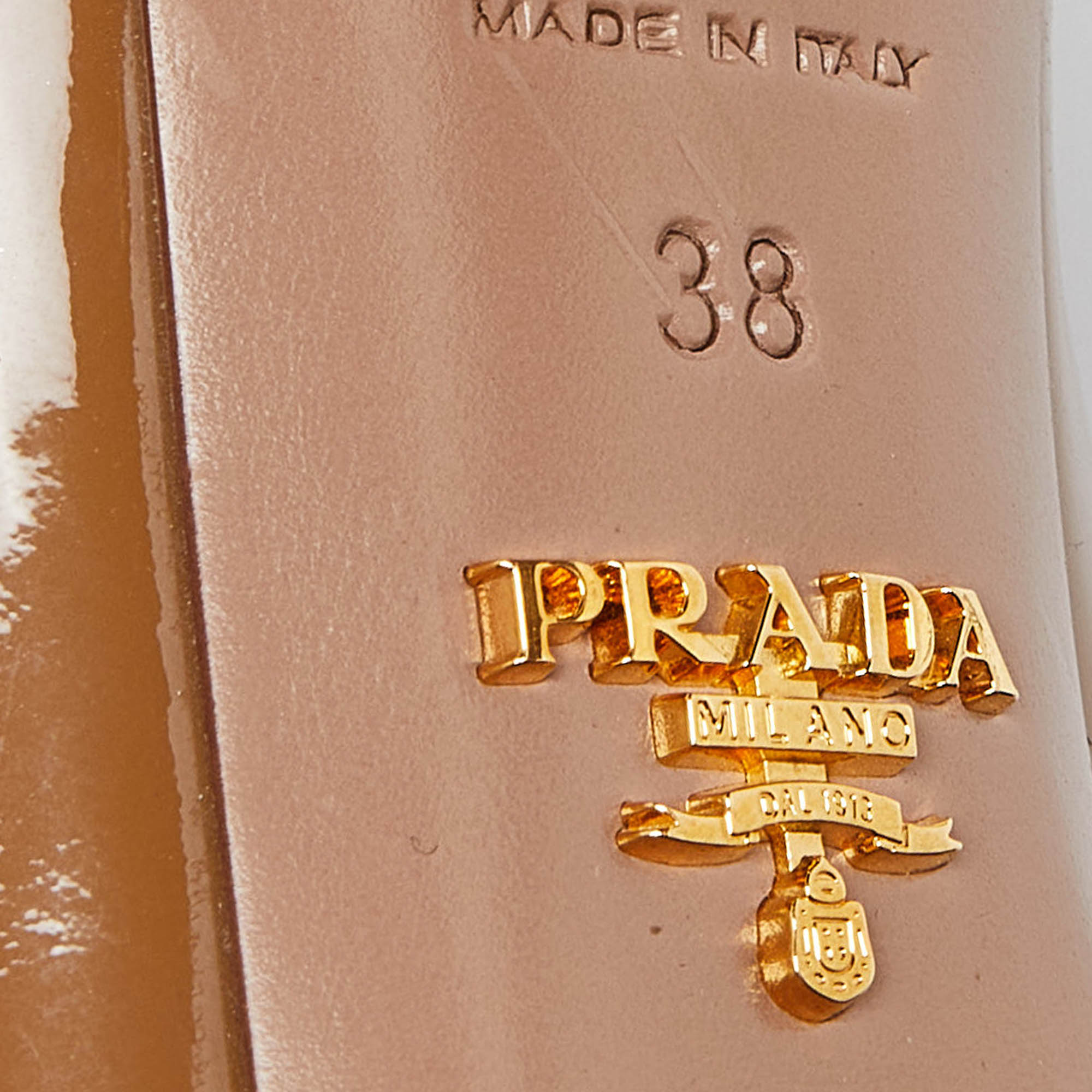 Prada Beige Patent Leather Platform Pumps Size 38