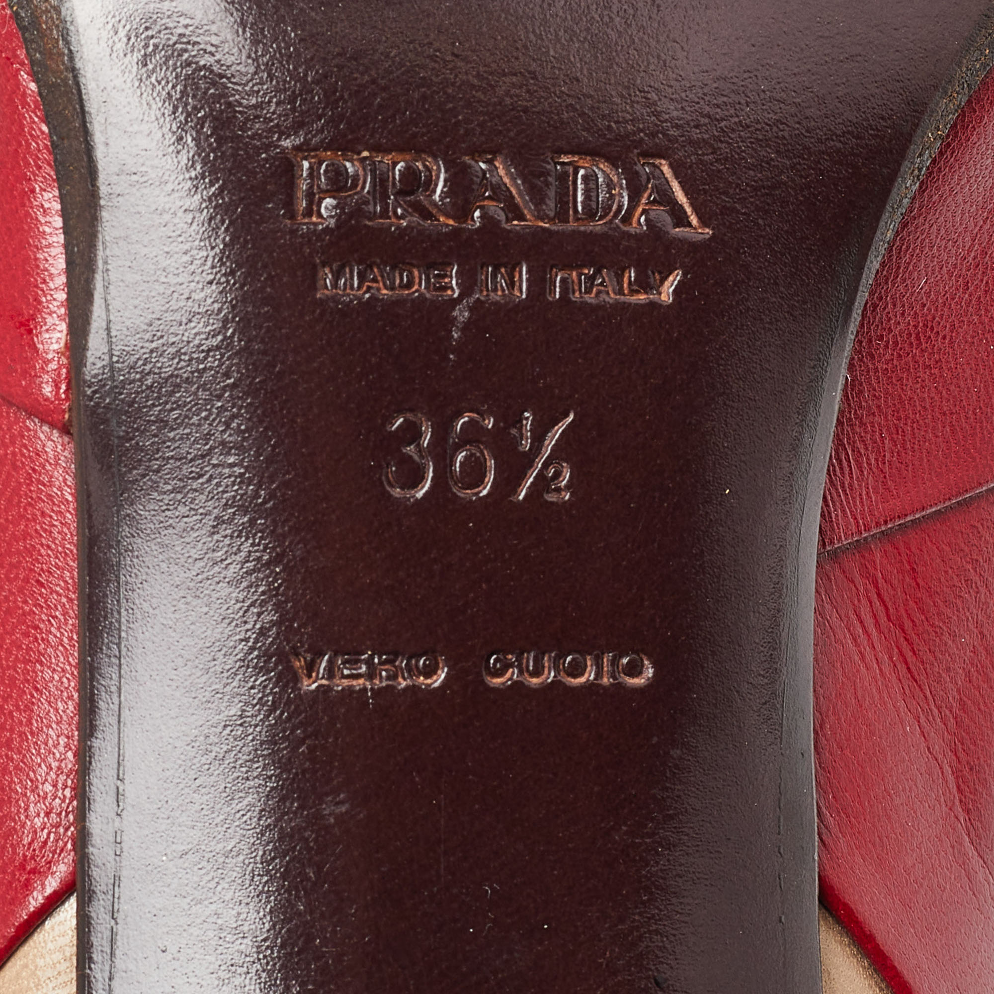 Prada Tricolor Leather Square Toe Pumps Size 36.5