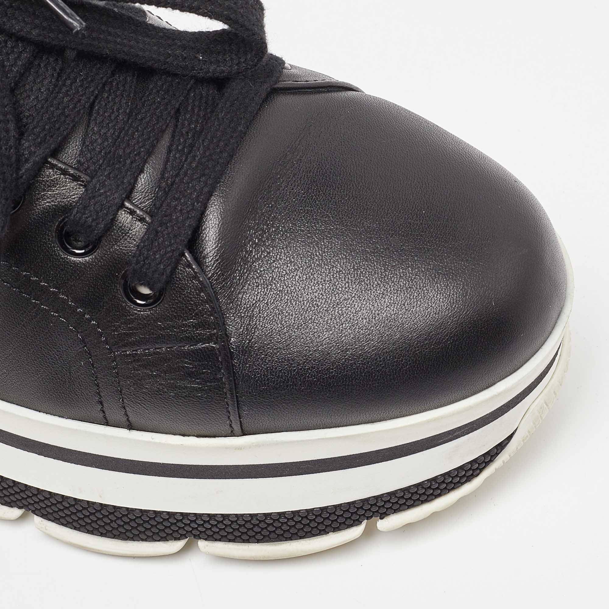 Prada Black Leather Wingtip Platform Derby Sneakers Size 40.5