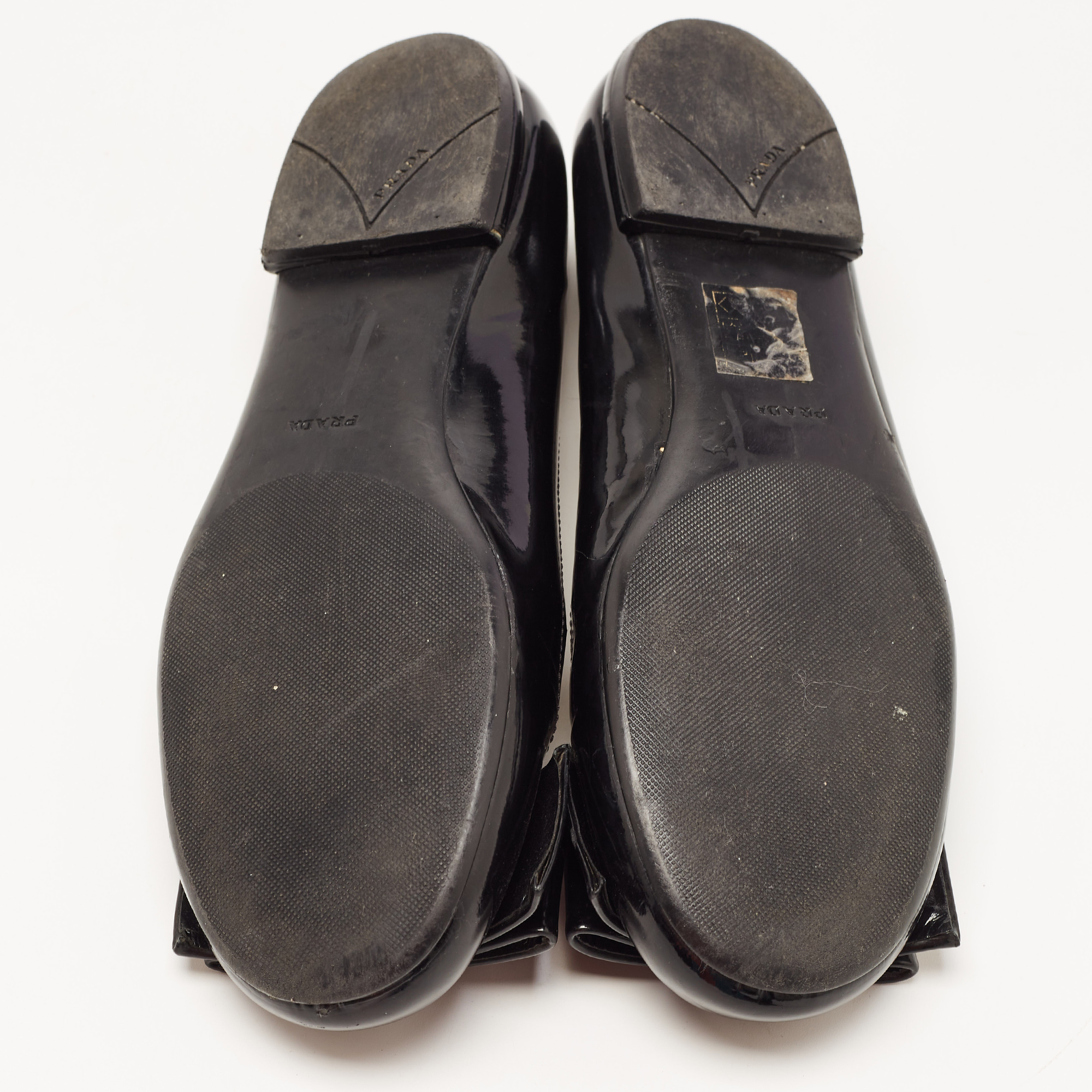 Prada Black Patent Leather Bow Ballet Flats Size 35