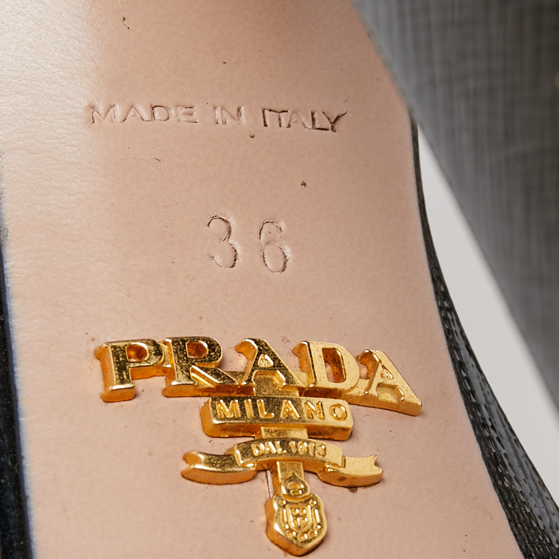 Prada Black Vernice Saffiano Leather Platform Ankle Strap Sandals Size 36