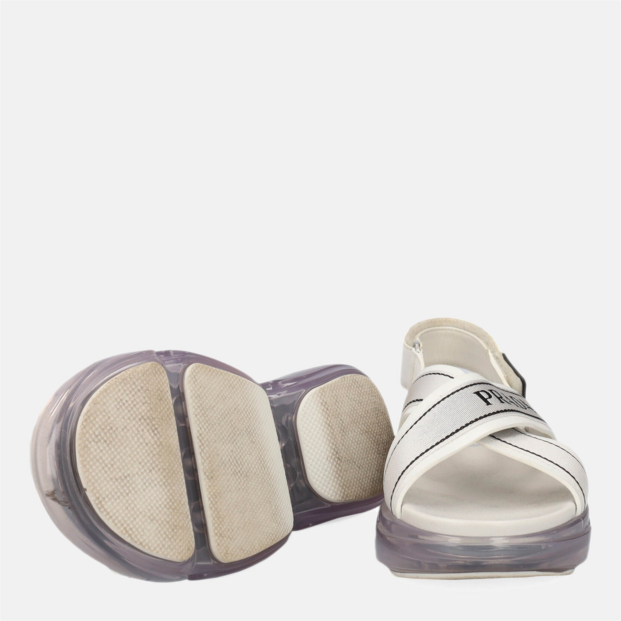 Prada  Women's Synthetic Fibers Sandals - White - EU 39