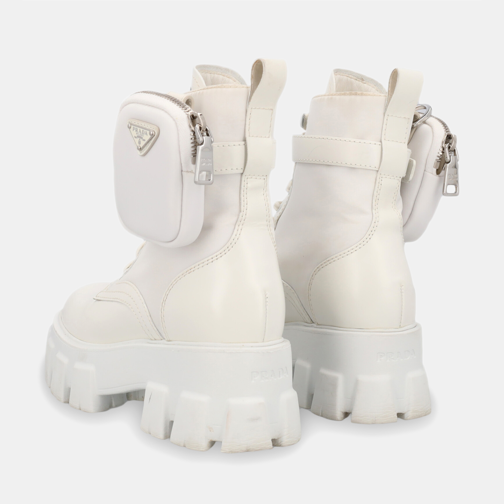 Prada  Women's Leather Ankle Boots - White - EU 36