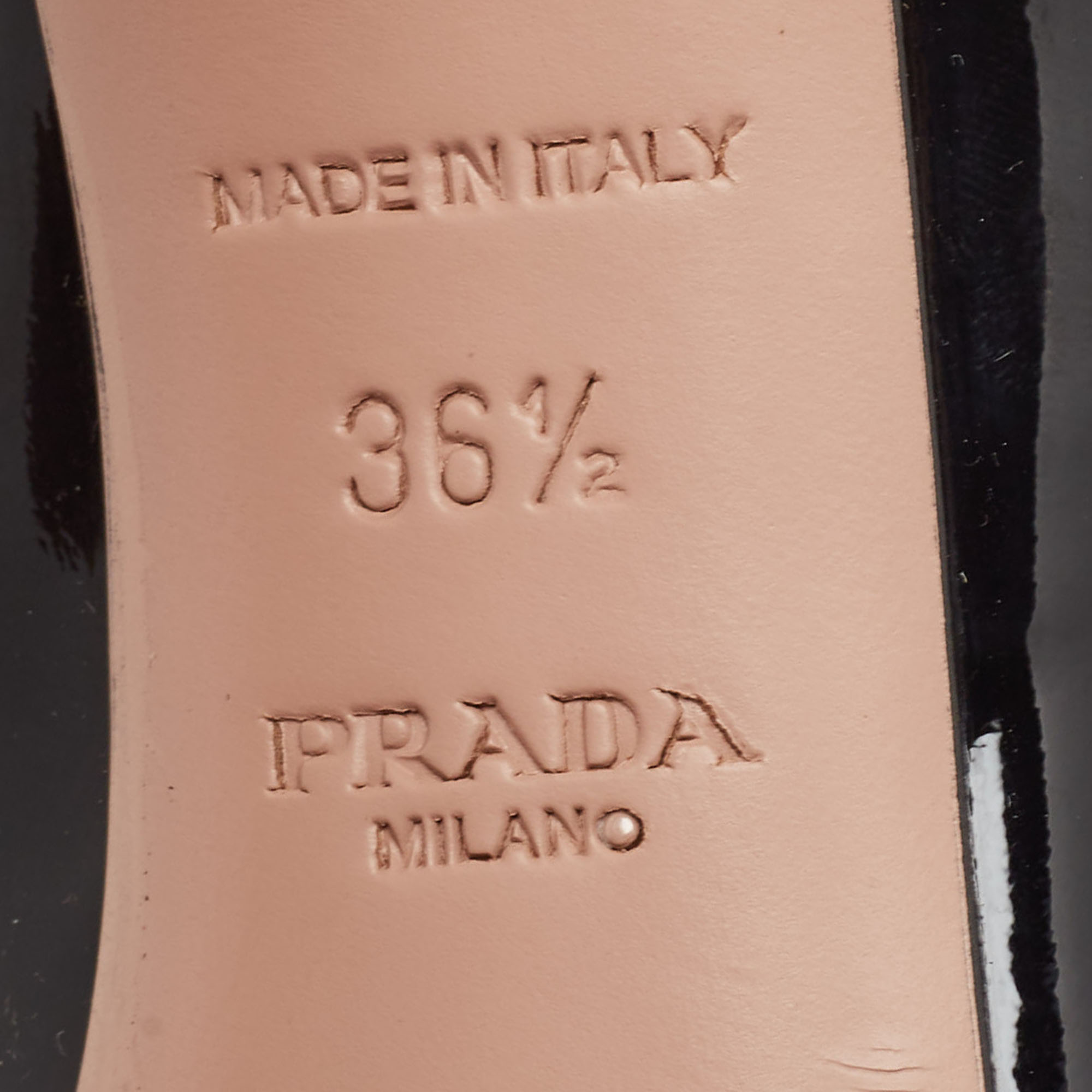 Prada Black Patent Leather Peep Toe Pumps Size 36.5