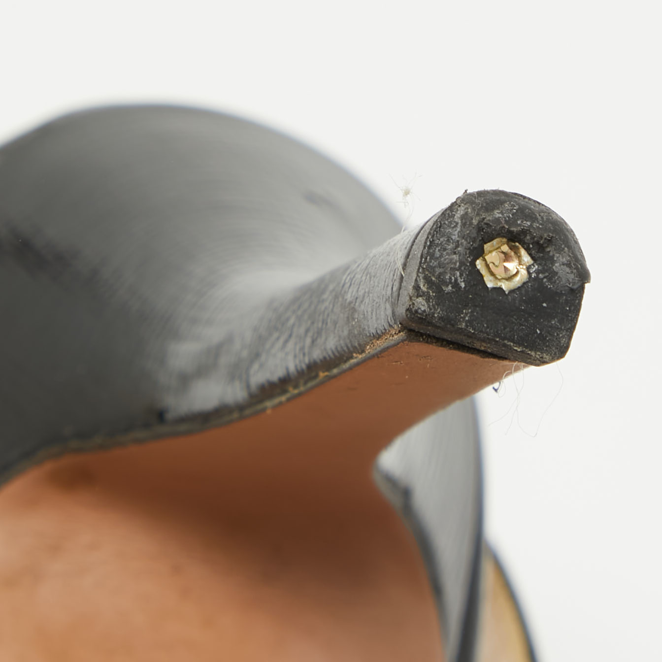 Prada Black Saffiano Patent Leather Bow Slingback Sandals Size 35.5
