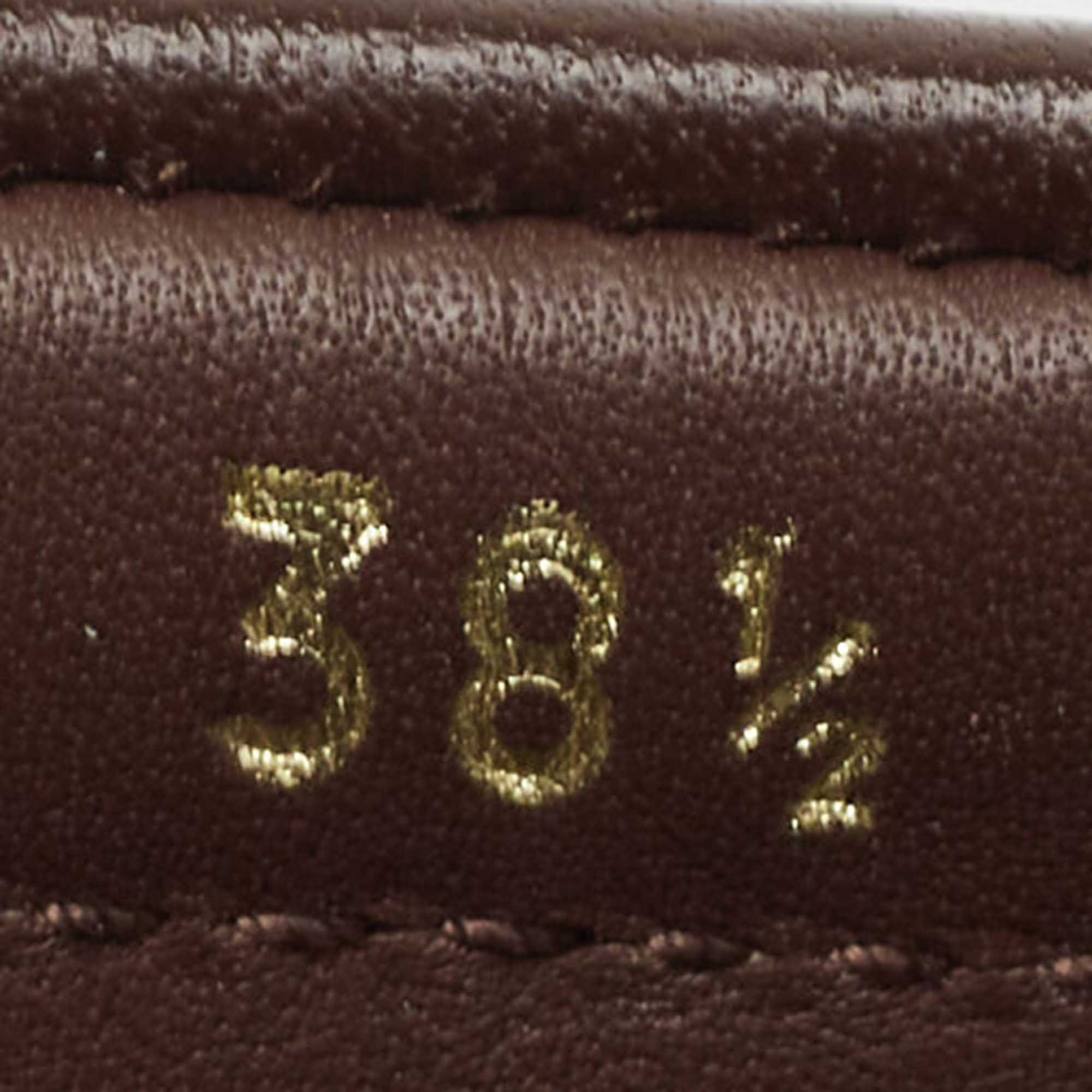 Prada Brown Leather Logo Detail Bow Loafers Size 38.5