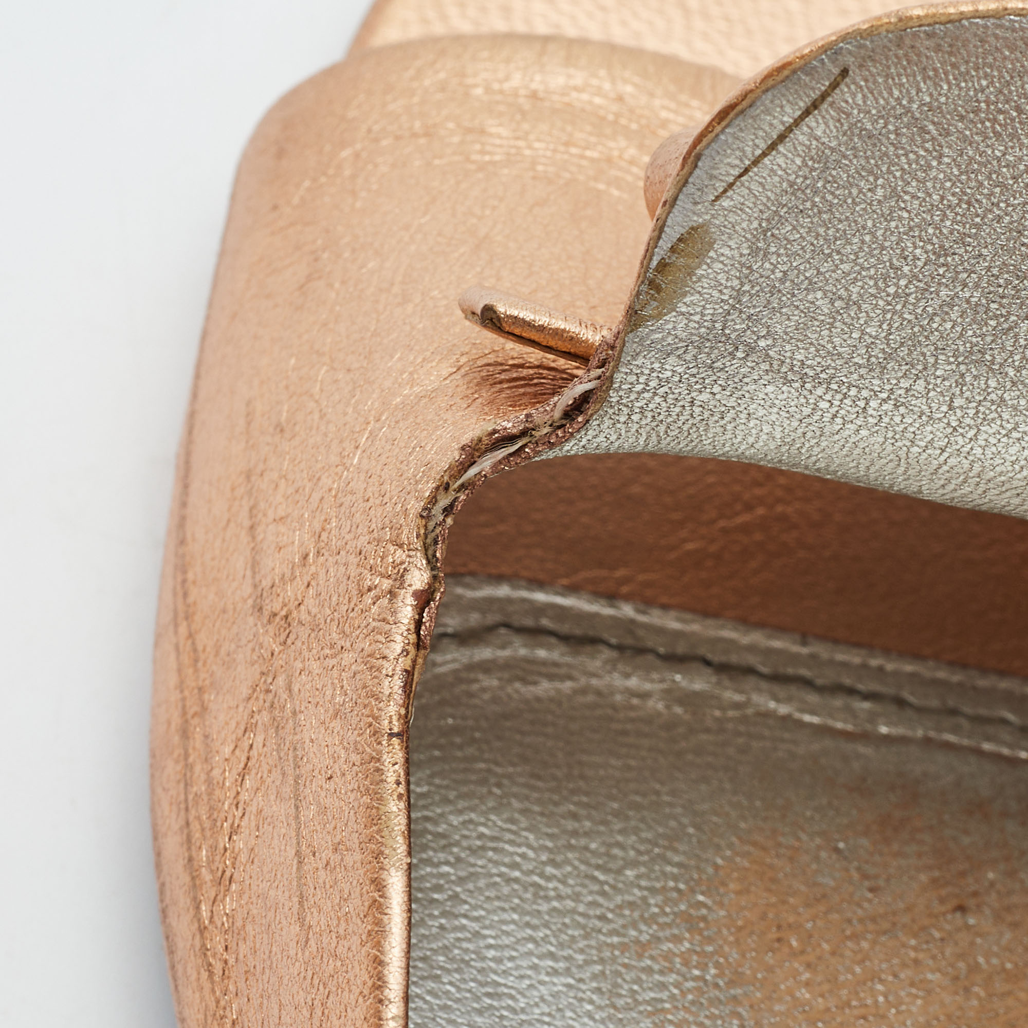 Prada Metallic Leather Block Heel Slides Size 39.5