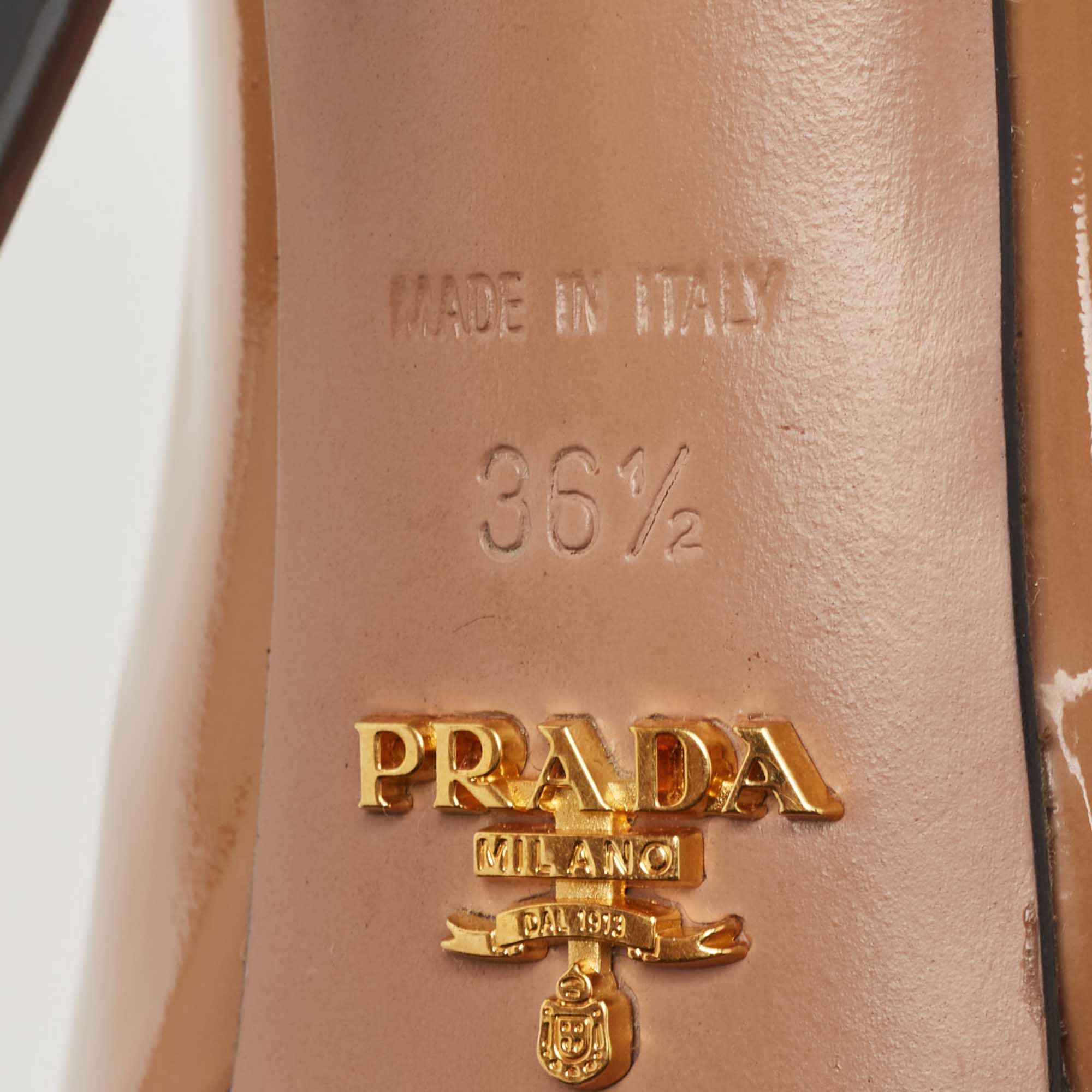 Prada Brown/Black Patent Pointed Toe Pumps Size 36.5
