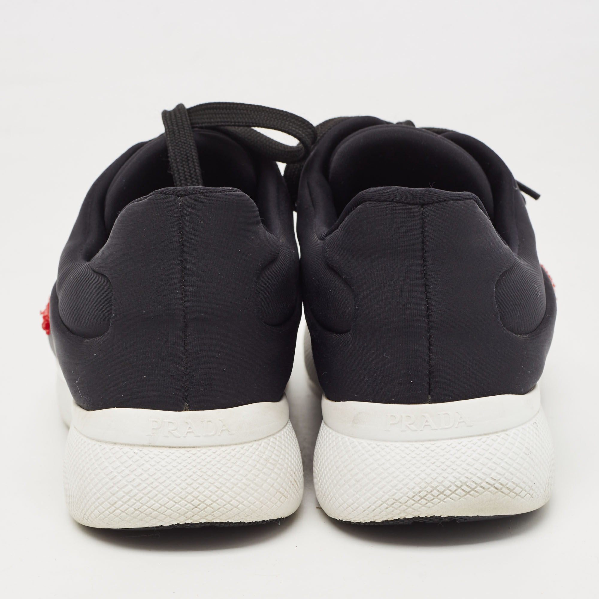 Prada Black Nylon Embellished Low Top Sneakers Size 39.5