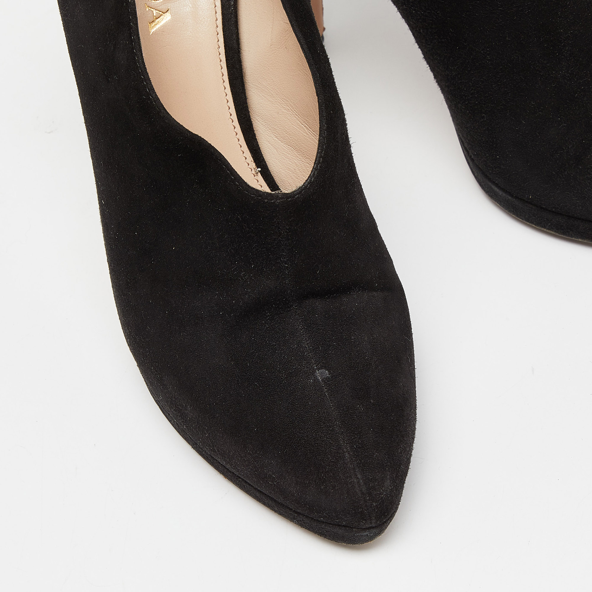 Prada Black Suede Slip On Pumps Size 38