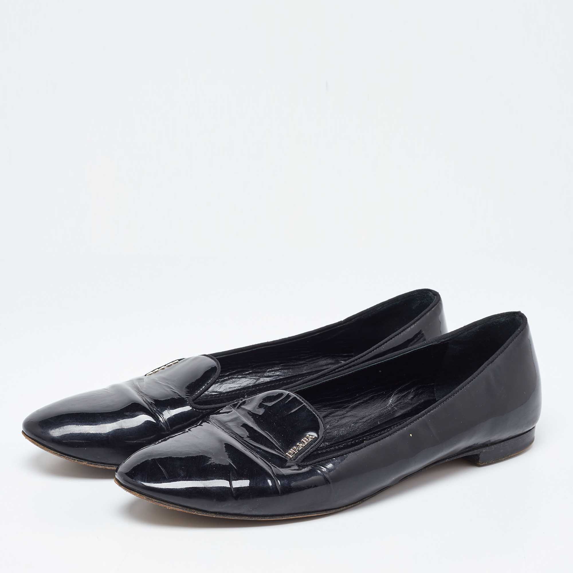 Prada Black Patent Leather Smoking Slippers Size 41