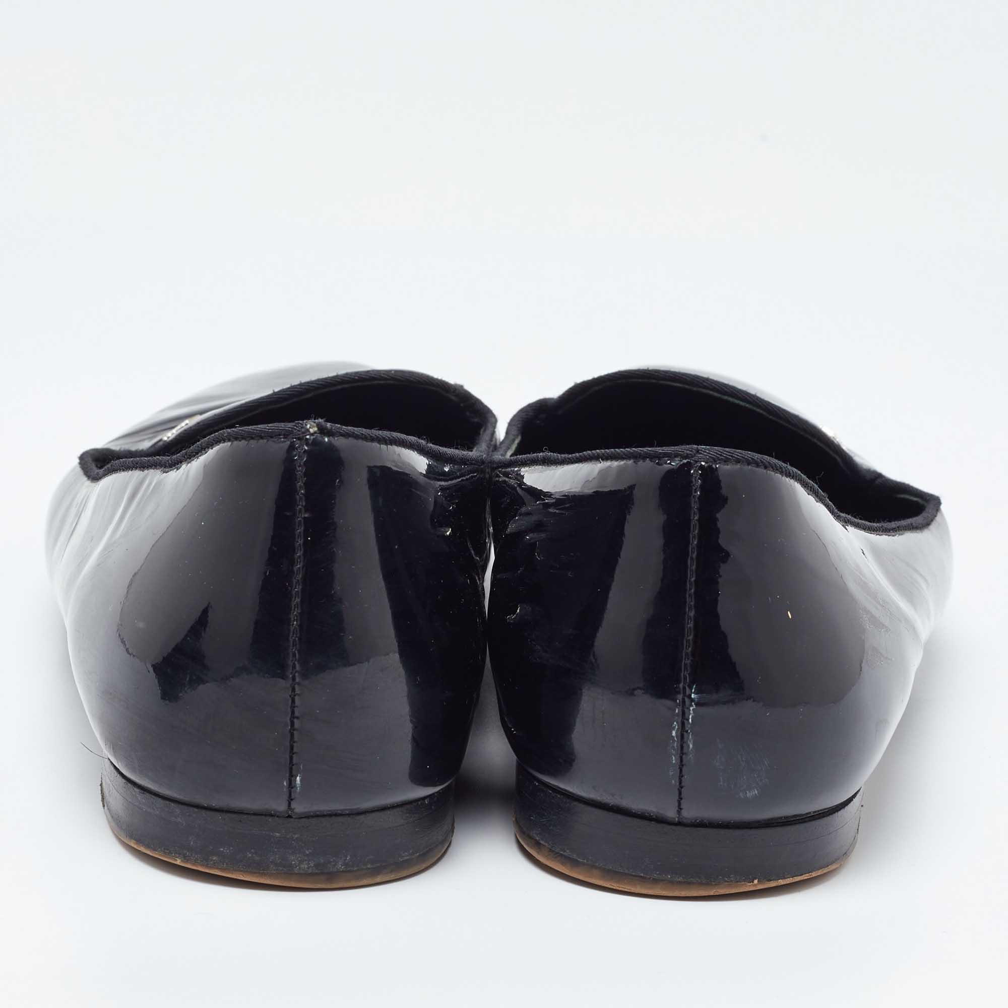 Prada Black Patent Leather Smoking Slippers Size 41