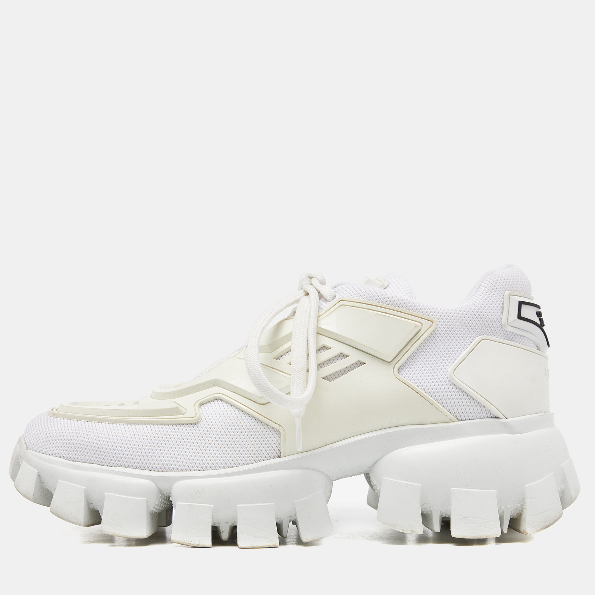Prada white mesh and rubber cloudbust thunder low top sneakers size 36.5