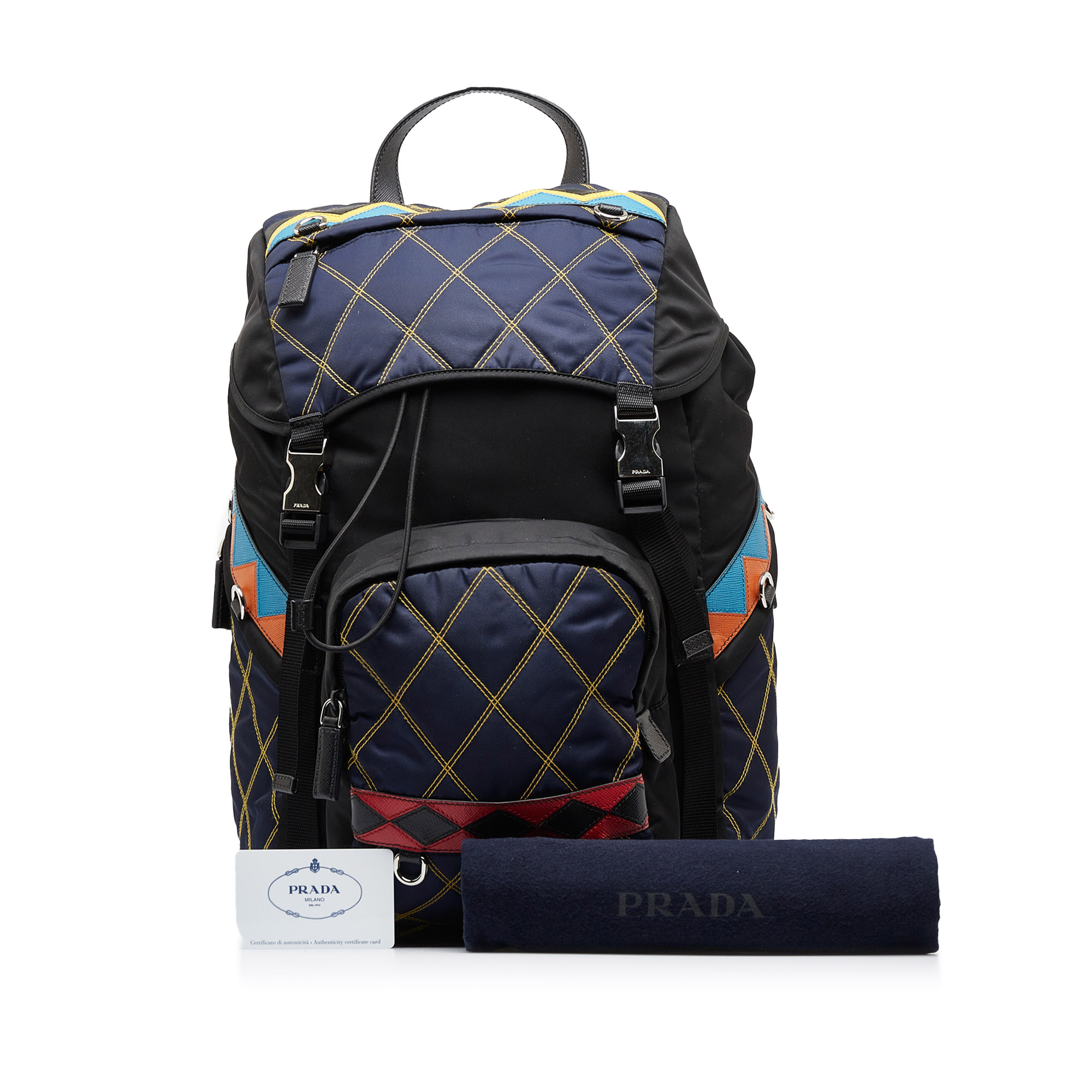 Prada Navy Blue Tessuto Impuntu Backpack
