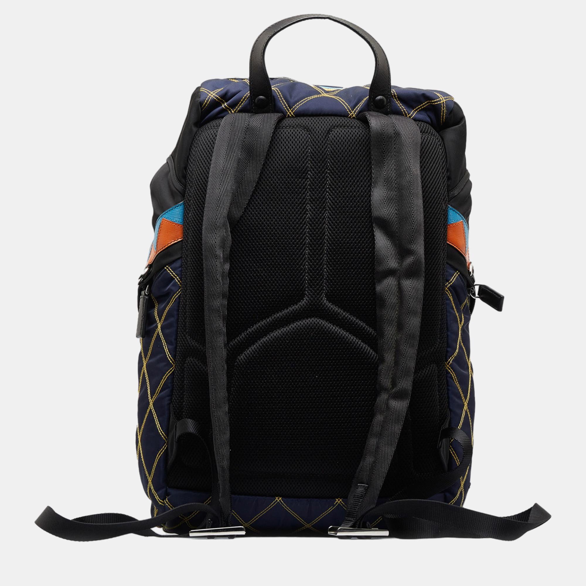 Prada Black/Navy Blue Tessuto Impuntu Backpack