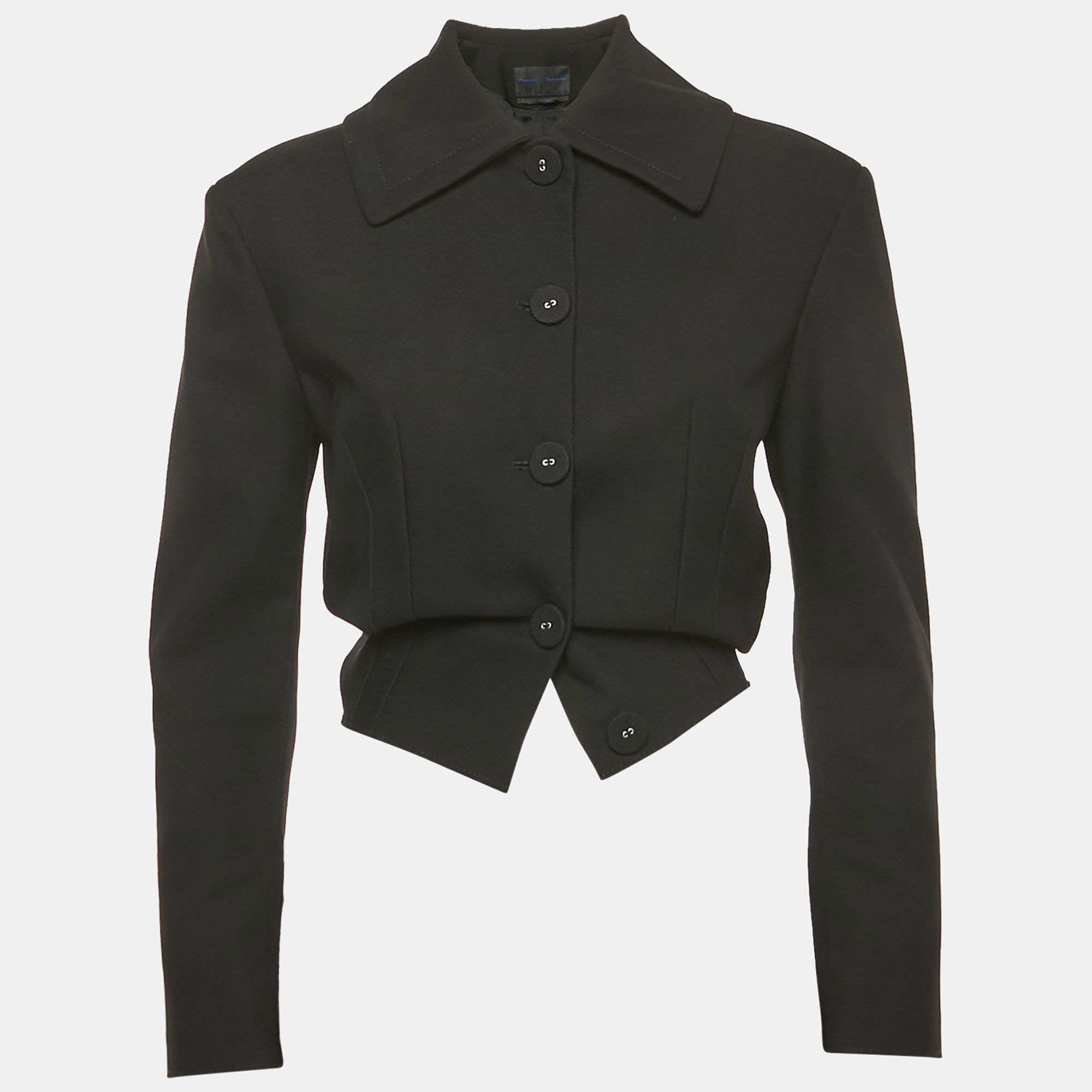 Proenza Schouler Black Gabardine Raw Hem Cropped Jacket S - Proenza Schouler - Modalova