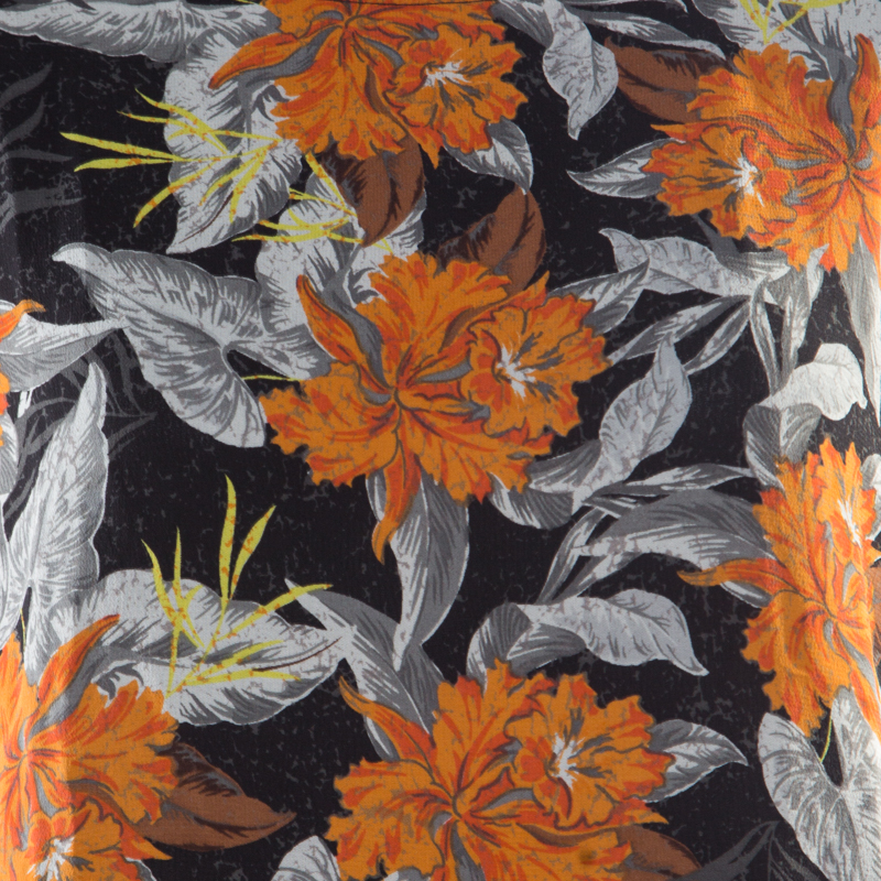 Proenza Schouler Black Slub Jersey Contrast Floral Print T-Shirt S