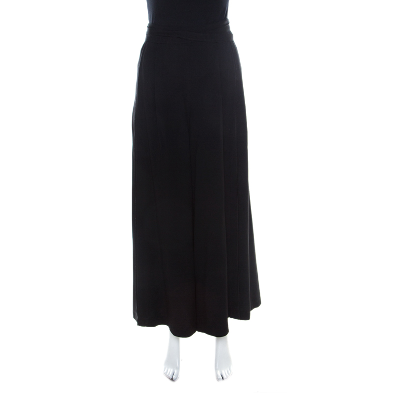 Image of Proenza Schouler Black Crepe Waist Tie Detail Wide Leg Trousers M