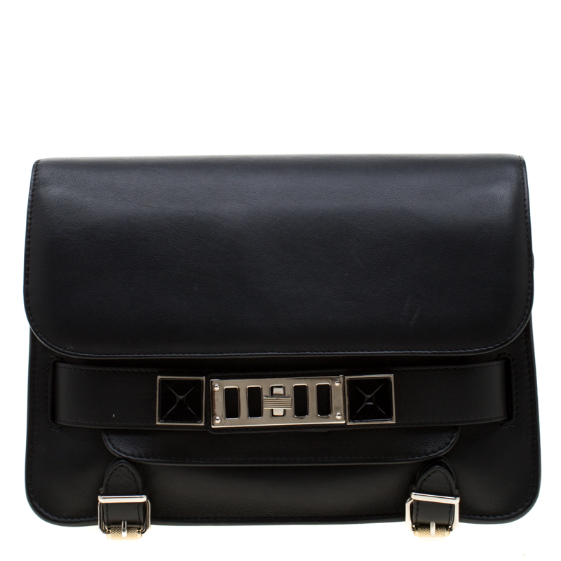Image of Proenza Schouler Black Leather Mini Classic PS Shoulder Bag