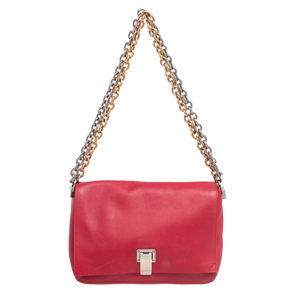 Proenza Schouler Red Leather Ps Courier Shoulder Bag