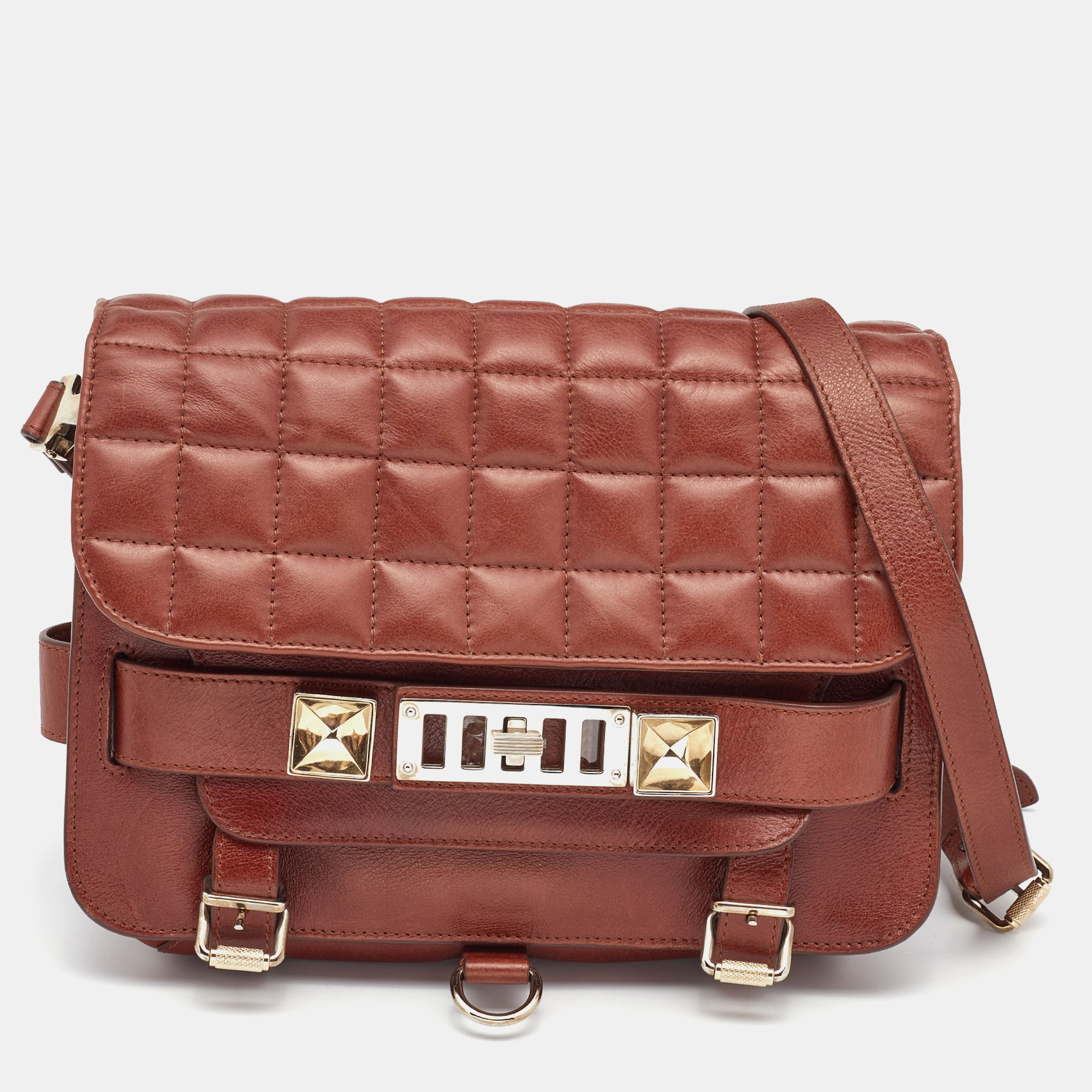 Proenza Schouler Brown Quilted Leather BG 111th Anniversary PS11 Shoulder Bag