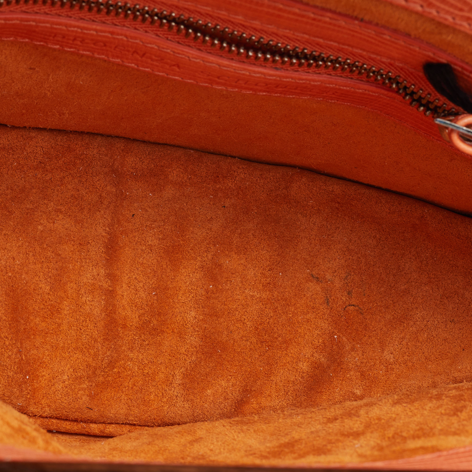 Proenza Schouler Orange/White Textured Leather And Stingray Tika Clutch Bag