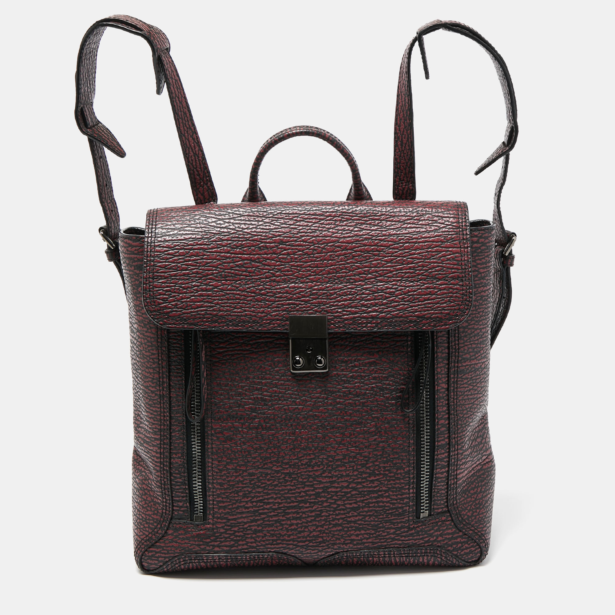 

3.1 Phillip Lim Burgundy/Black Textured Leather Pashli Backpack