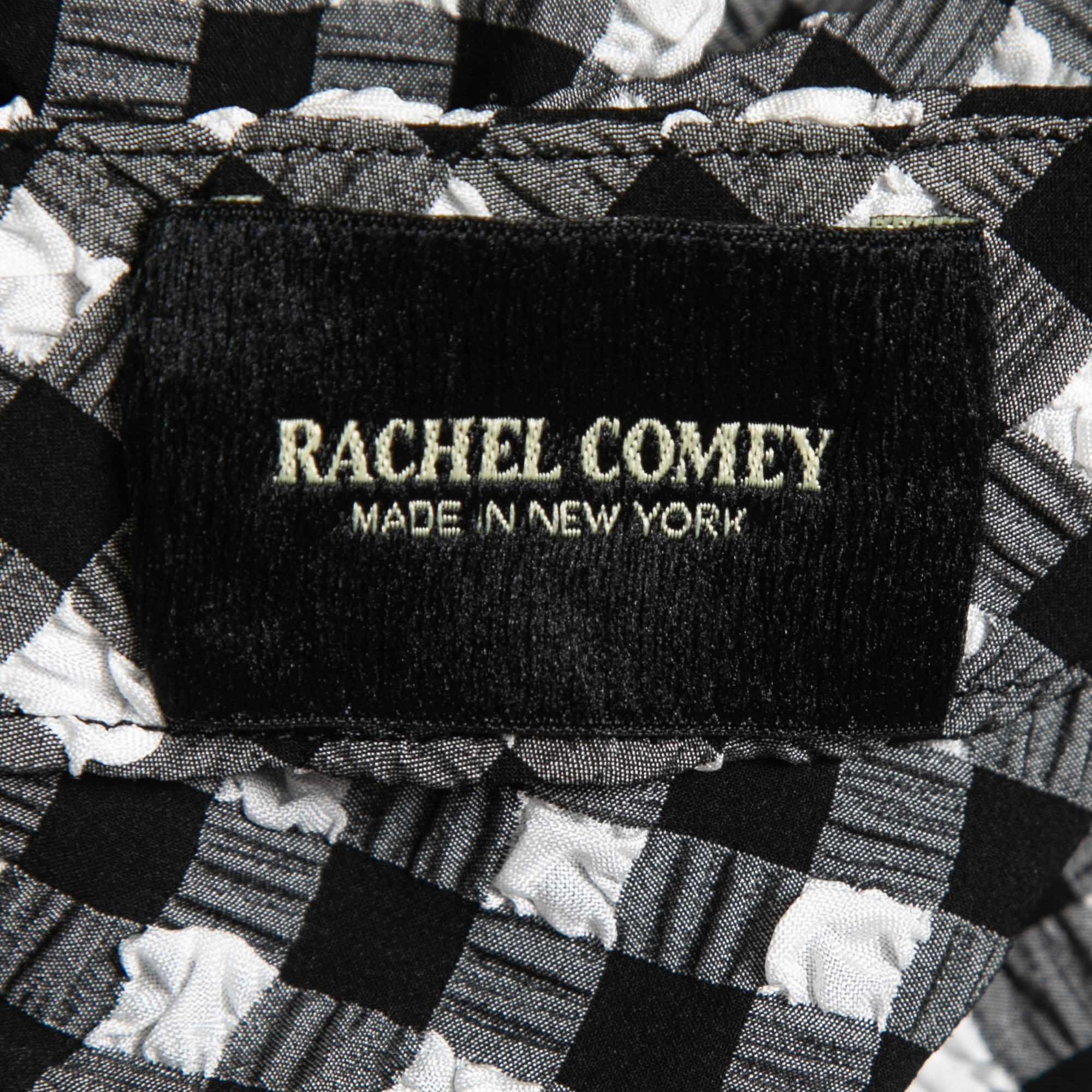 Rachel Comey Black/White Gingham Crepe Asymmetrical Crop Top S