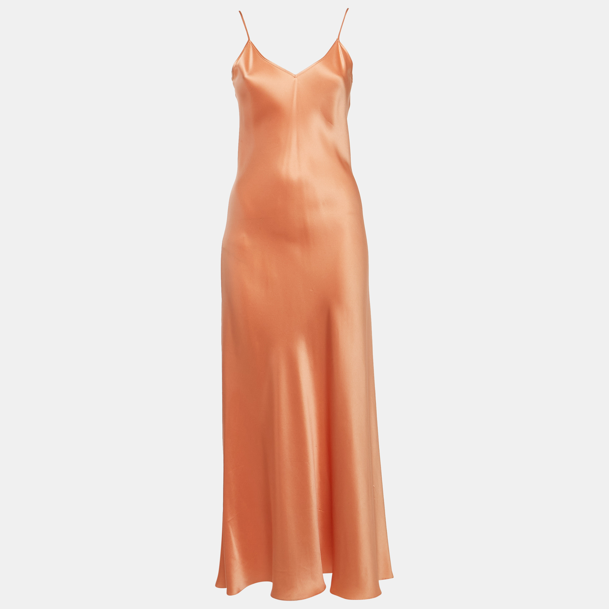 Racil pastel orange silk satin maxi slip dress dress s